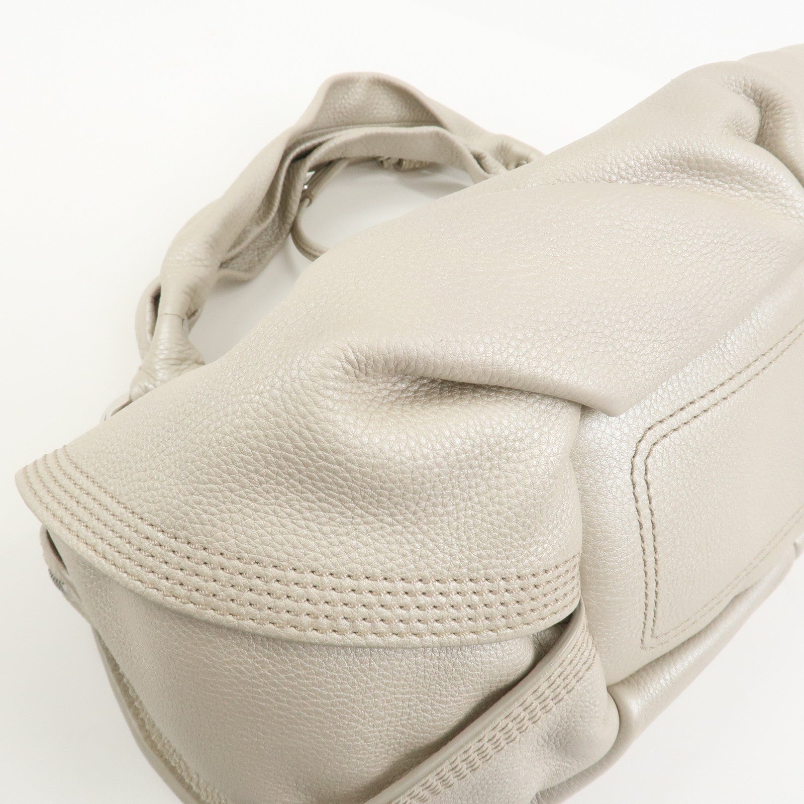 CELINE Bittersweet Leather Shoulder Bag Hand Bag Pearl White