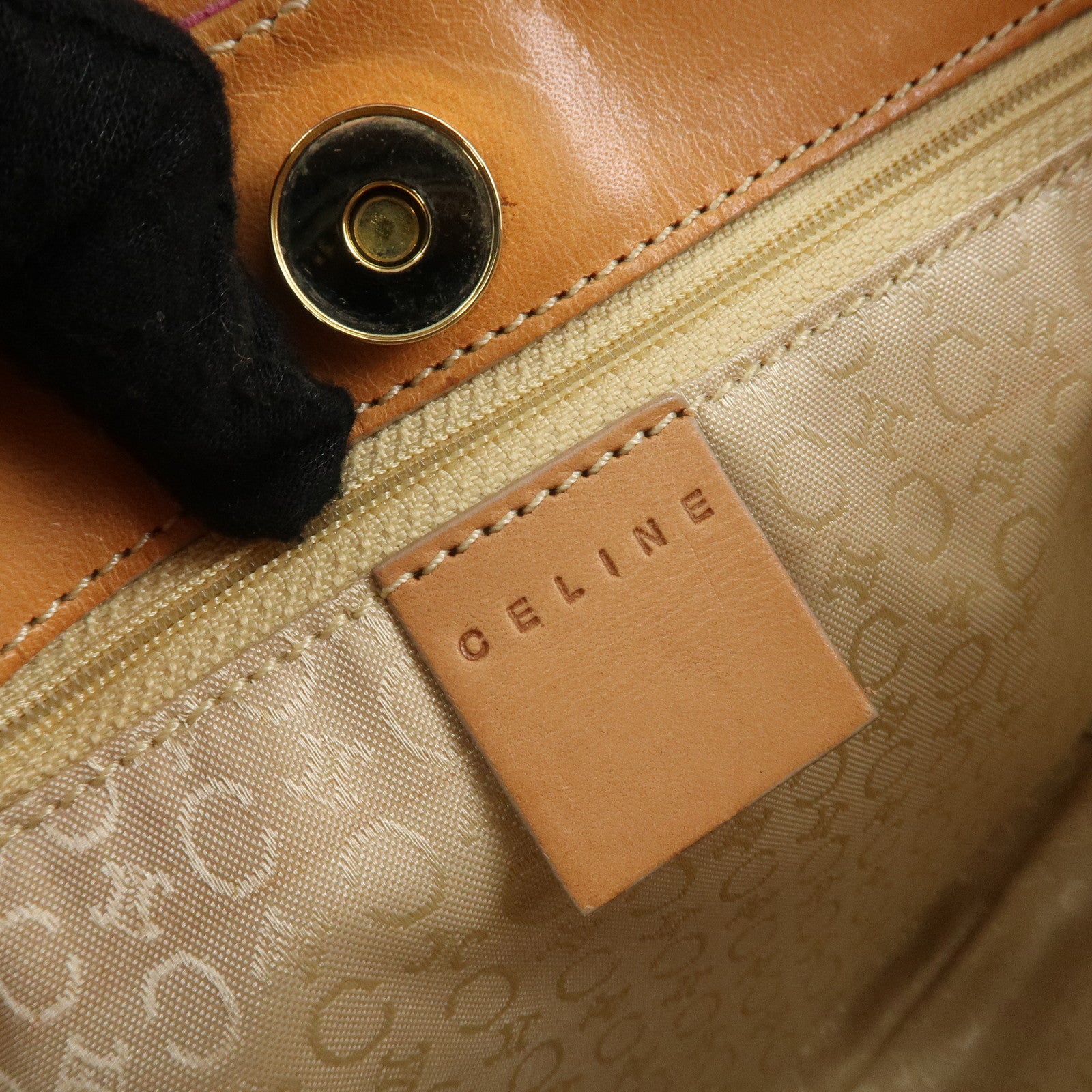 CELINE C Macadam Suede Leather Shoulder Bag Pink Light Brown
