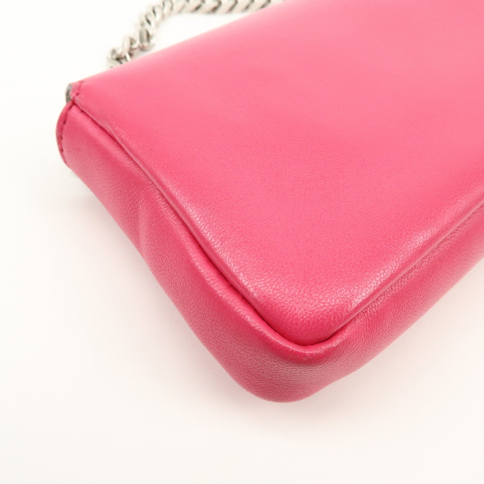 FENDI Leather Micro Baguette Shoulder Bag Crossbody Bag Pink 8M0354