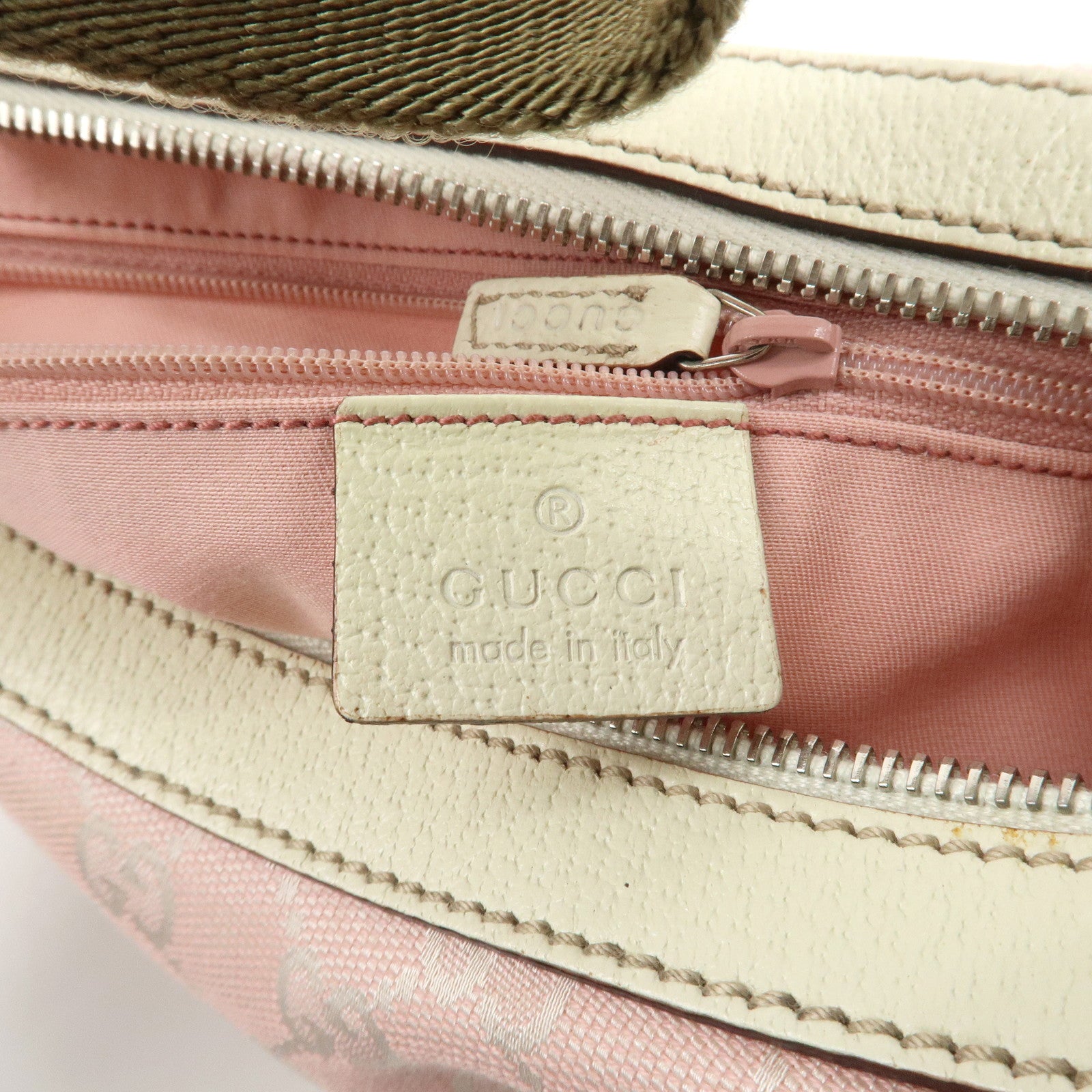 GUCCI Sherry Line GG Canvas Leather Shoulder Bag Pink 145757