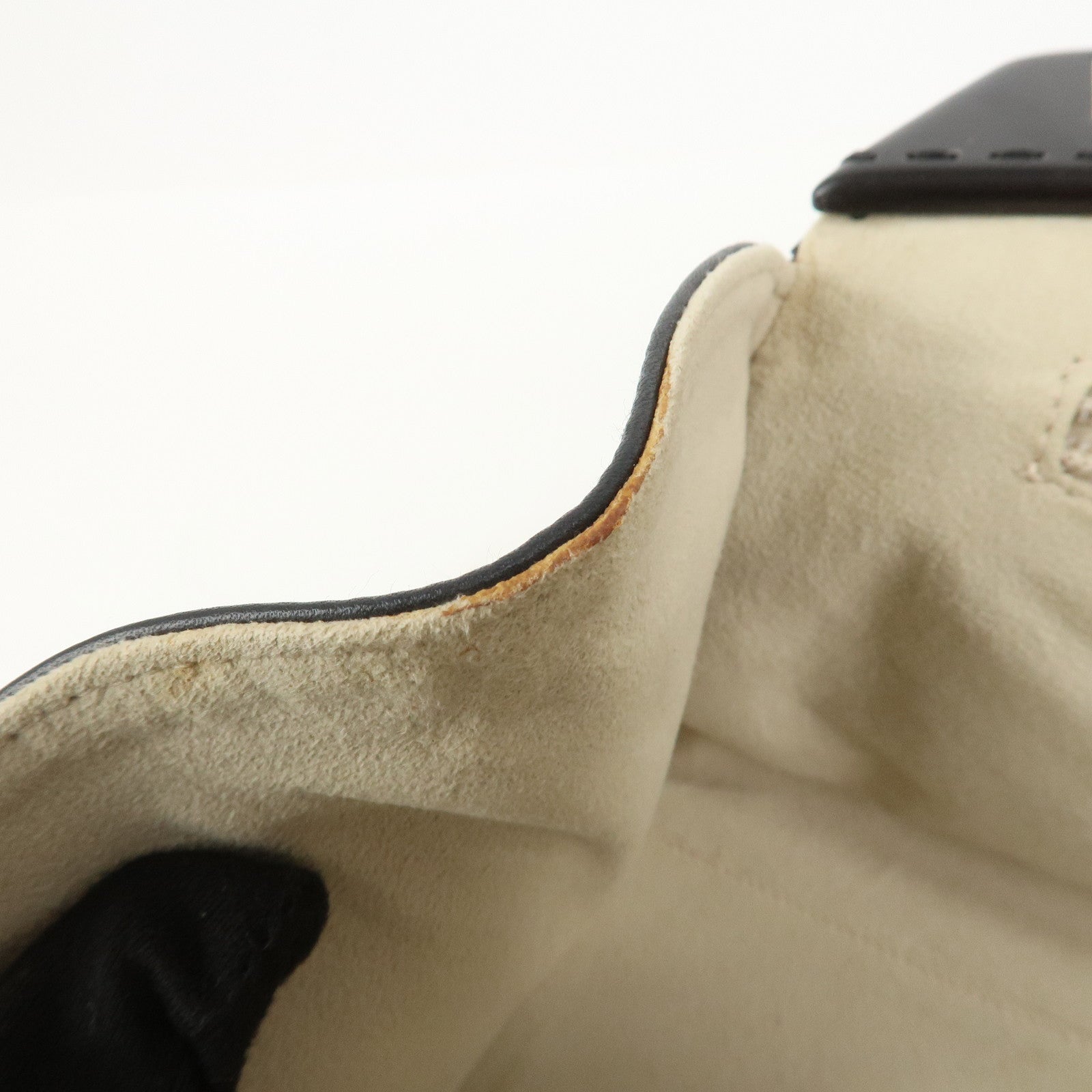 Ferragamo Gancini Leather Wood Shoulder Bag Hand Bag Black