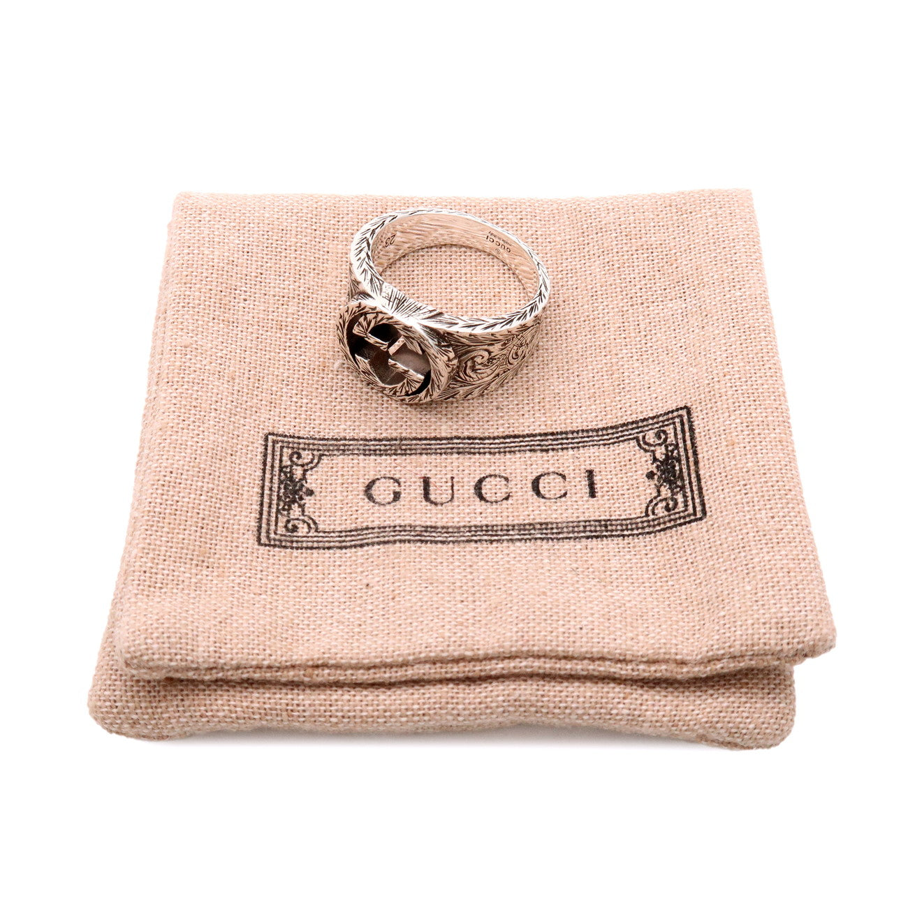 GUCCI Interlocking G Arabesuque Ring SV925 Silver #23 US10.25 EU63