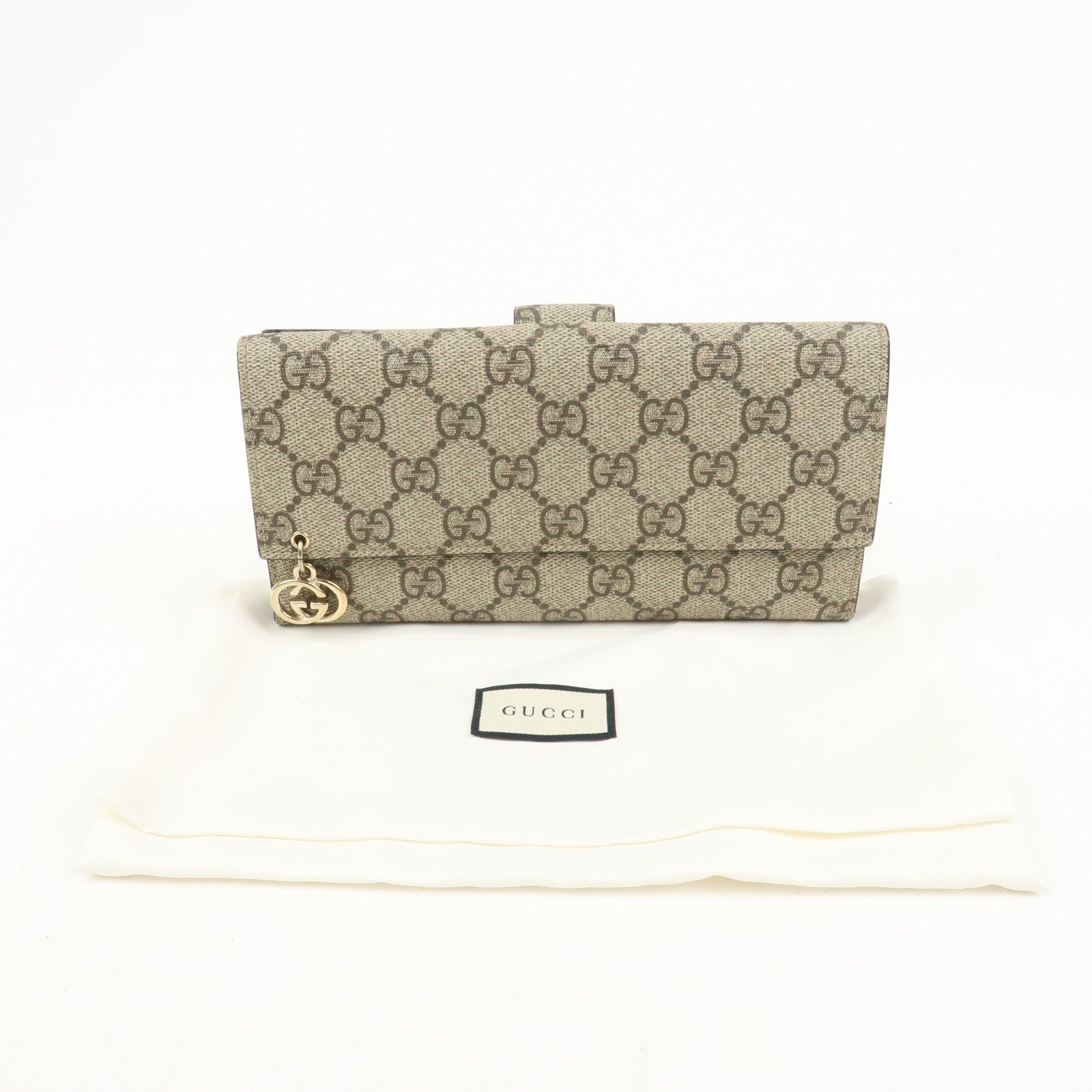 GUCCI GG Supreme Interlocking G Long Wallet Beige 212104