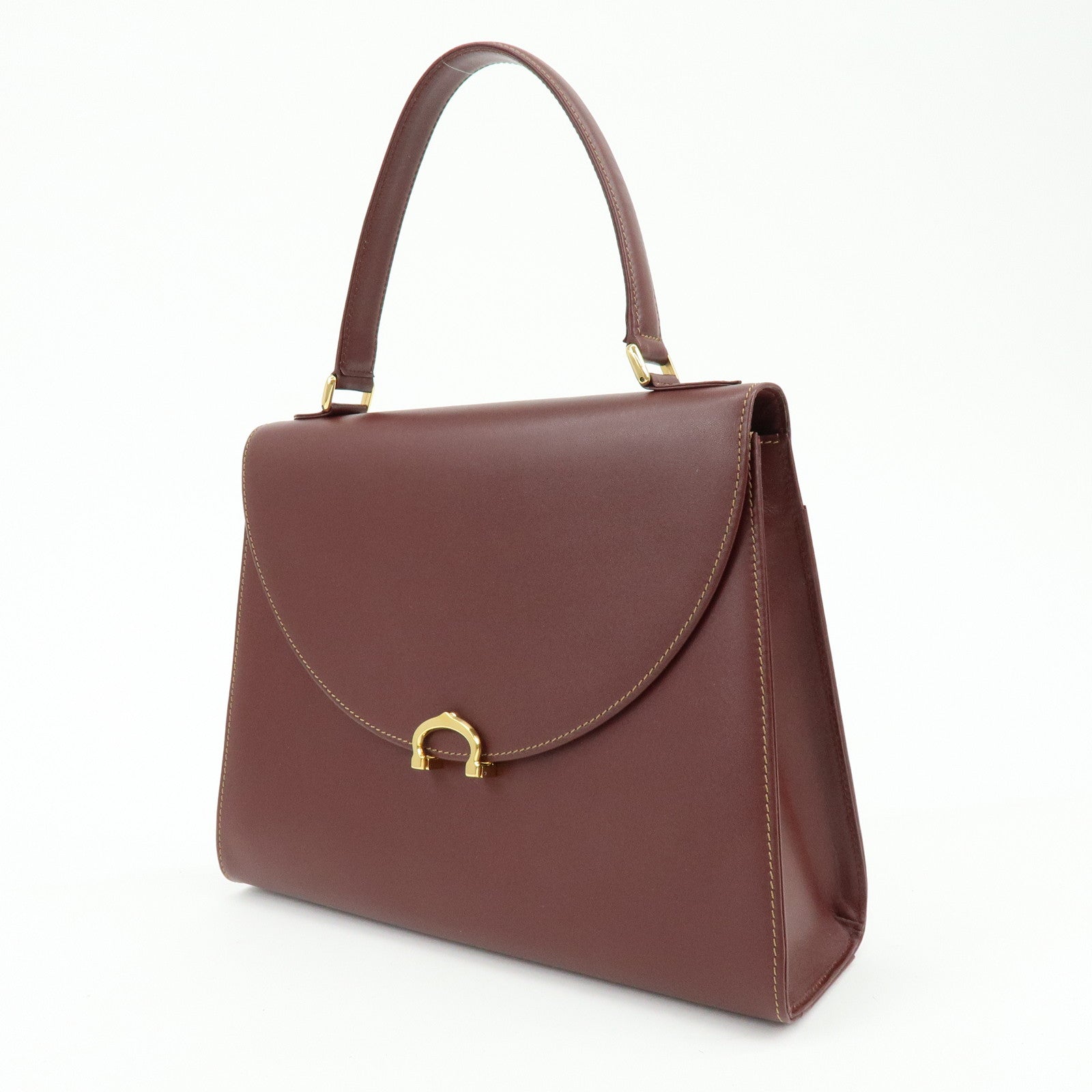 Cartier Must de Cartier Calf Skin Hand Bag Tote Bag Bordeaux