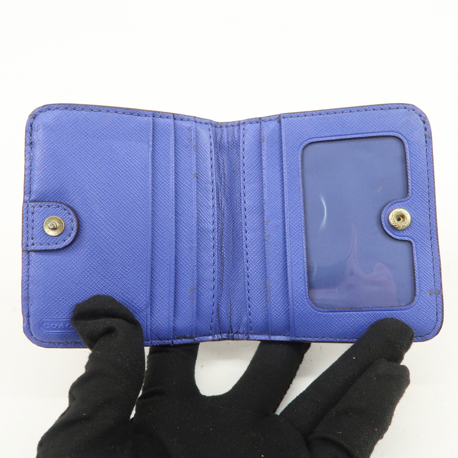 COACH Set of 5 Signature PVC Leather Compact Wallets Brown Red