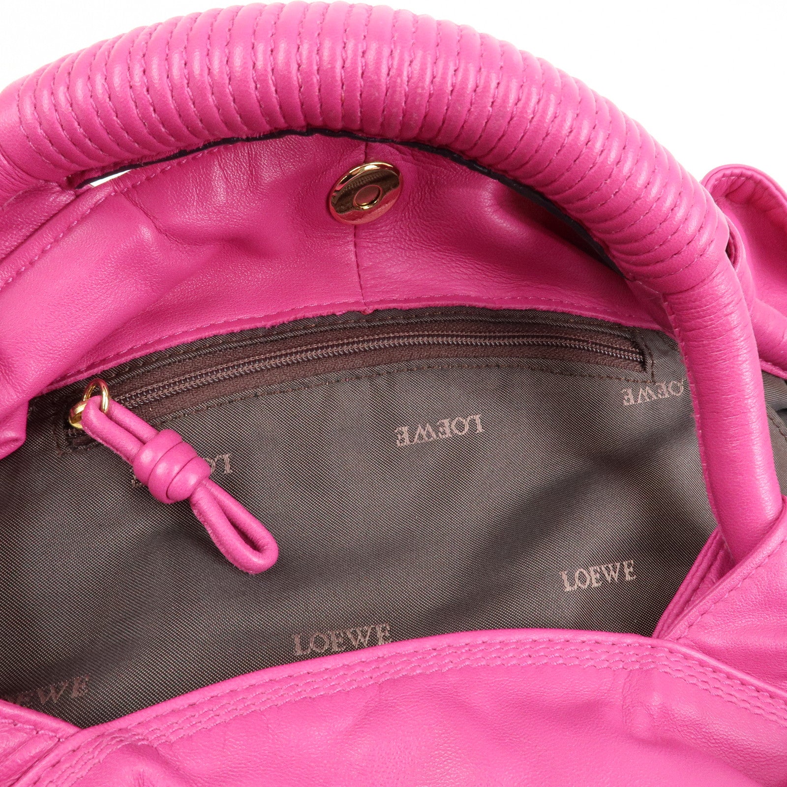 LOEWE Anagram Nappa Aire Leather Hand Bag Tote Bag Fuchsia Pink