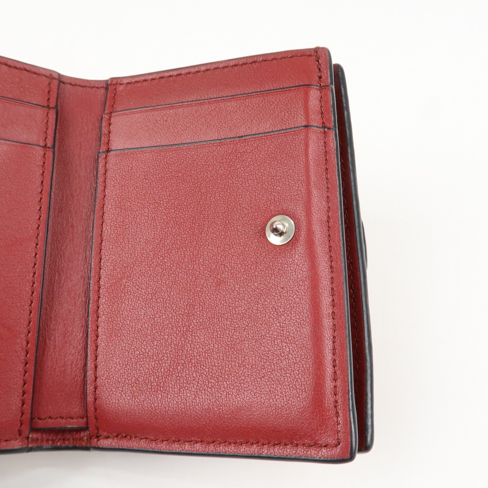 LOEWE Leather Tri-fold Compact Wallet Brown Used