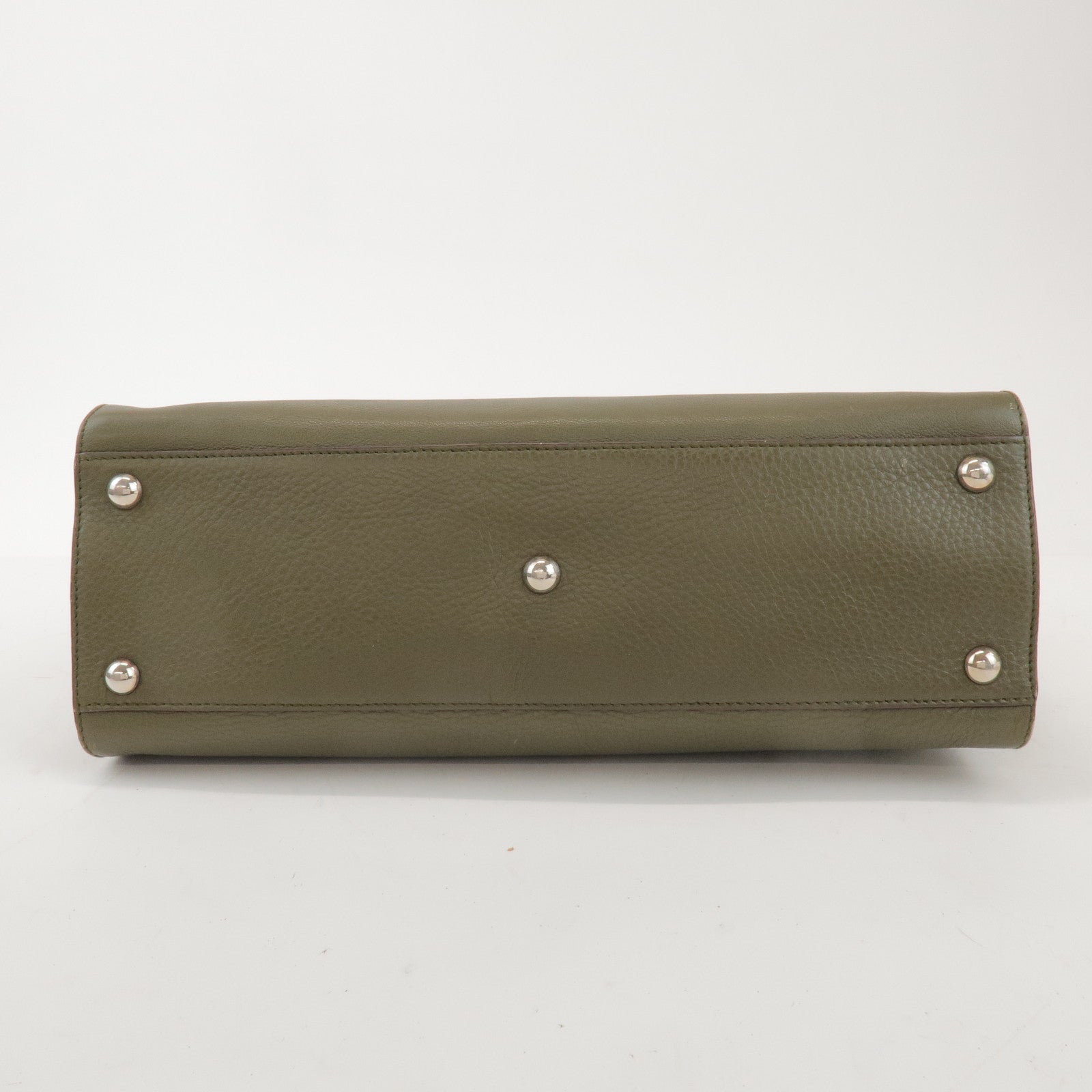 Ferragamo Gancini Leather Shoulder Bag Hand Bag Khaki