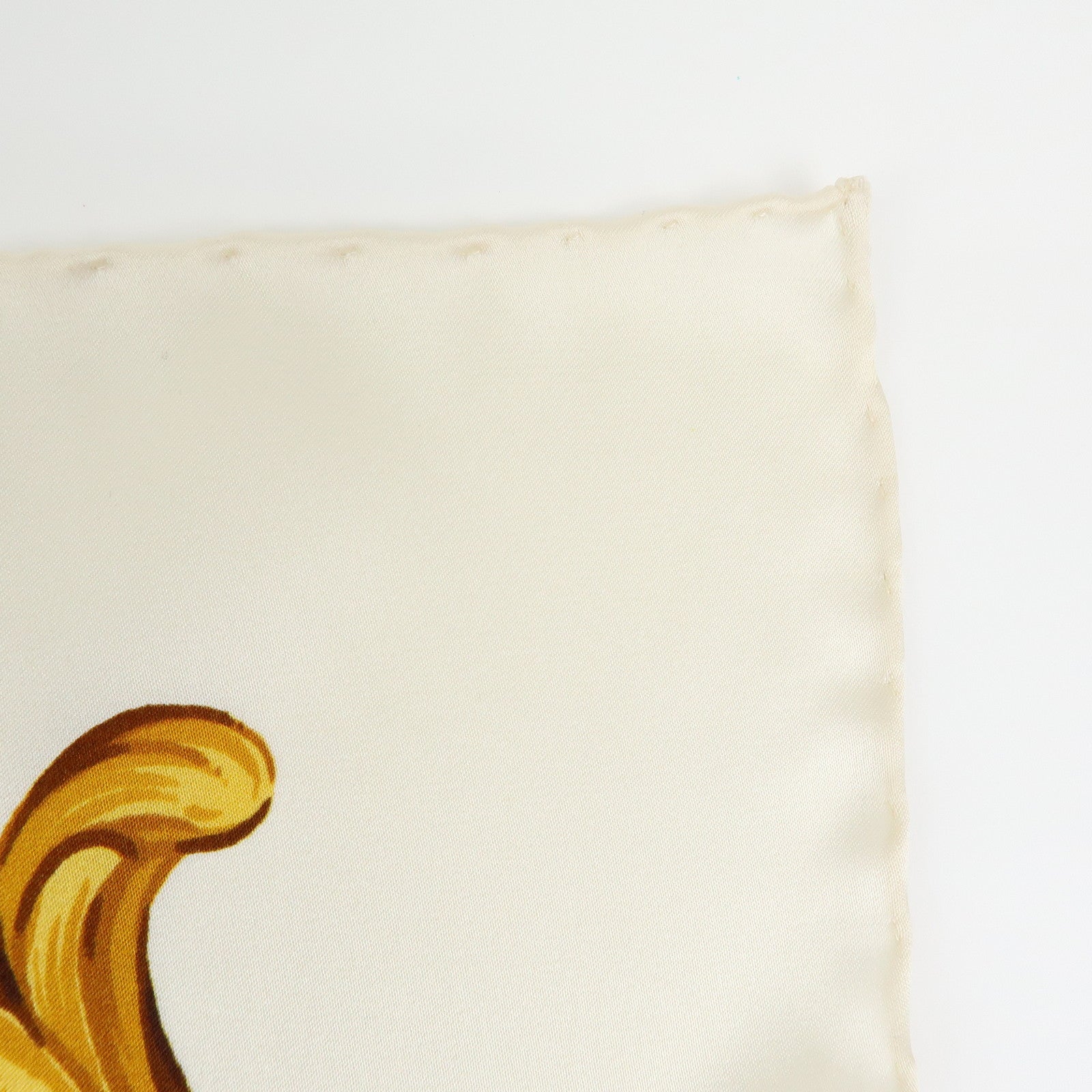 CHANEL Silk 100% Scarf Flower Print White Red Gold