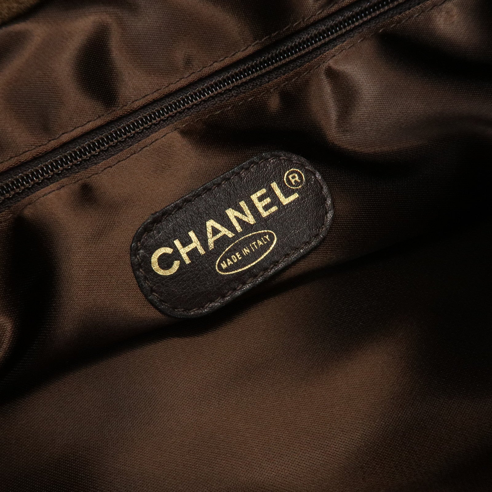 CHANEL COCO Mark Suede Chain Tote Bag Shoulder Bag Brown