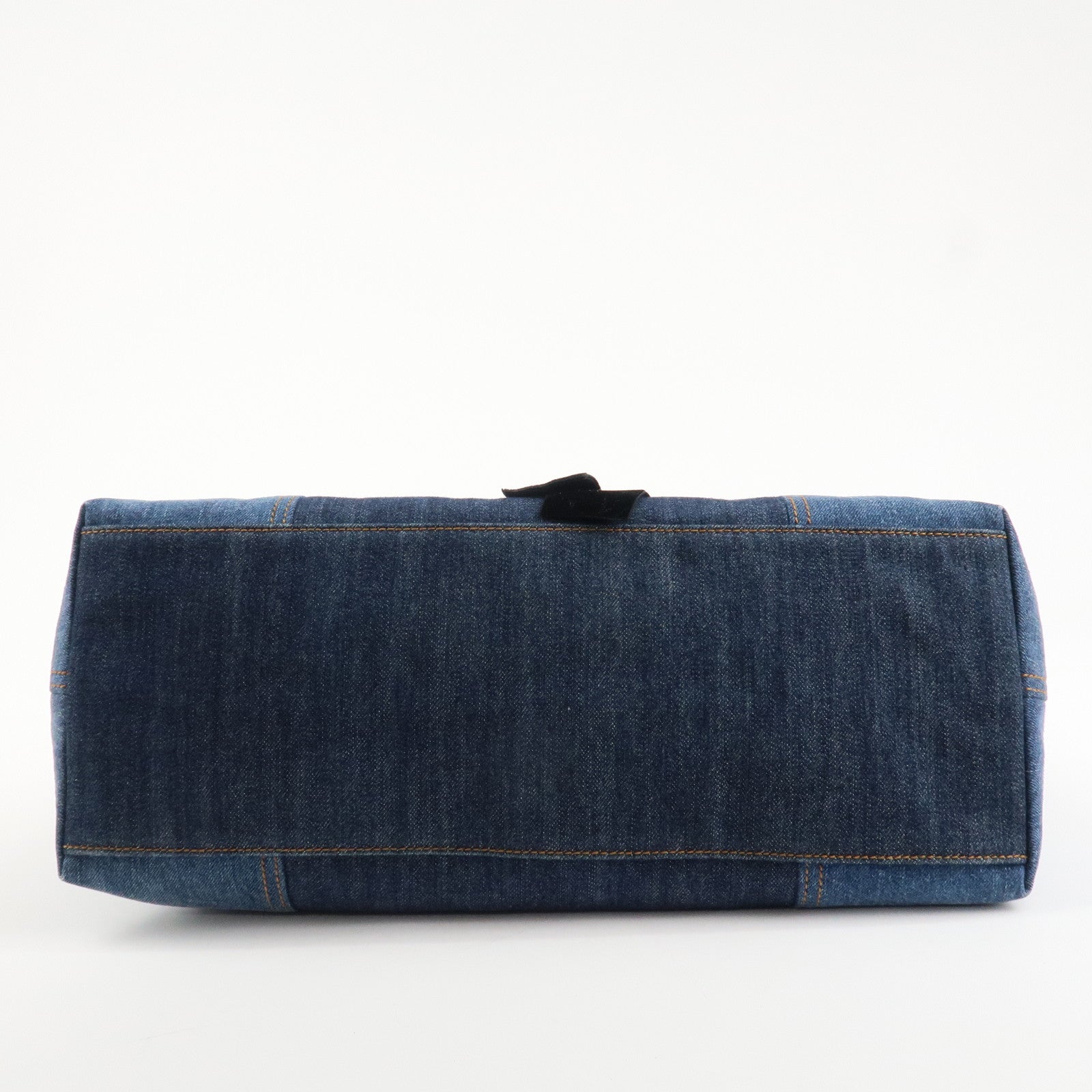 MIU MIU Leather Denim Tote Bag Shoulder Bag Navy 5BG024 Used