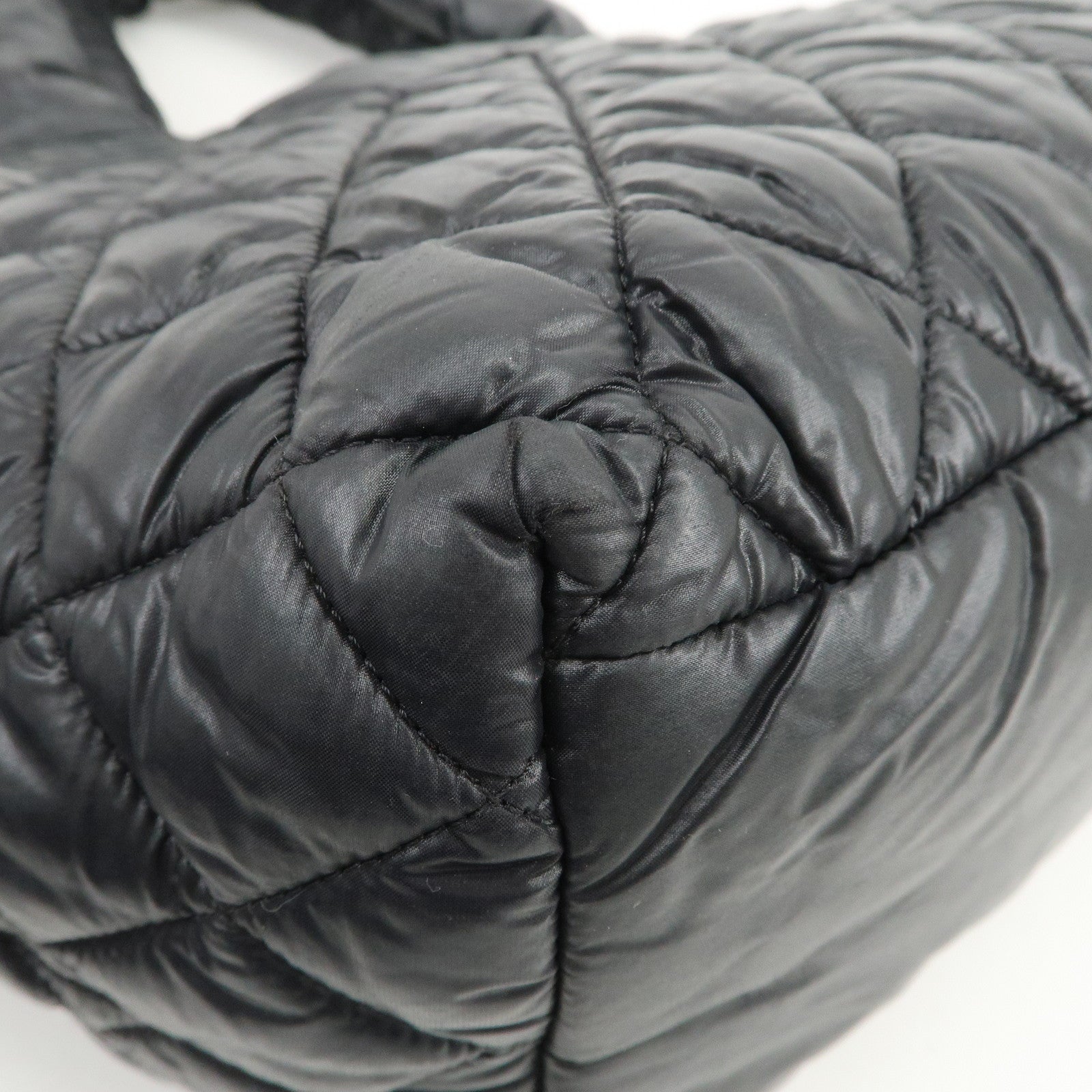 CHANEL COCO Cocoon PM Nylon Leather Tote Bag Hand Bag Black A48610