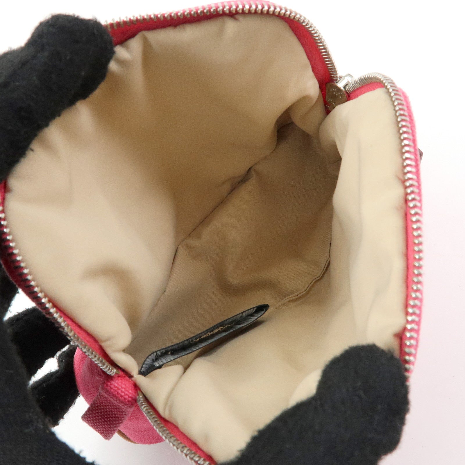 HERMES Canvas Leather Bolide Pouch Cosmetic Case Mini 16 Pink