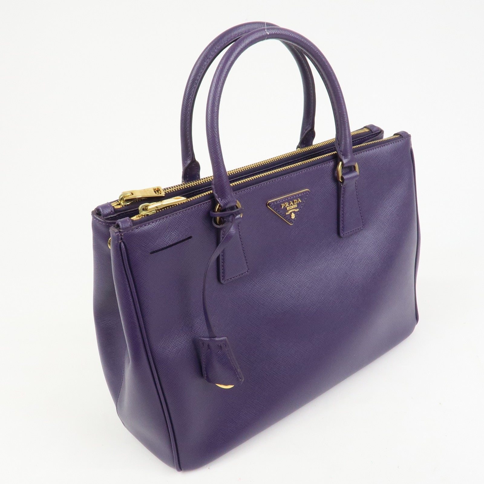 PRADA Saffiano Leather Galleria 2Way Bag Hand Bag Purple BN1786