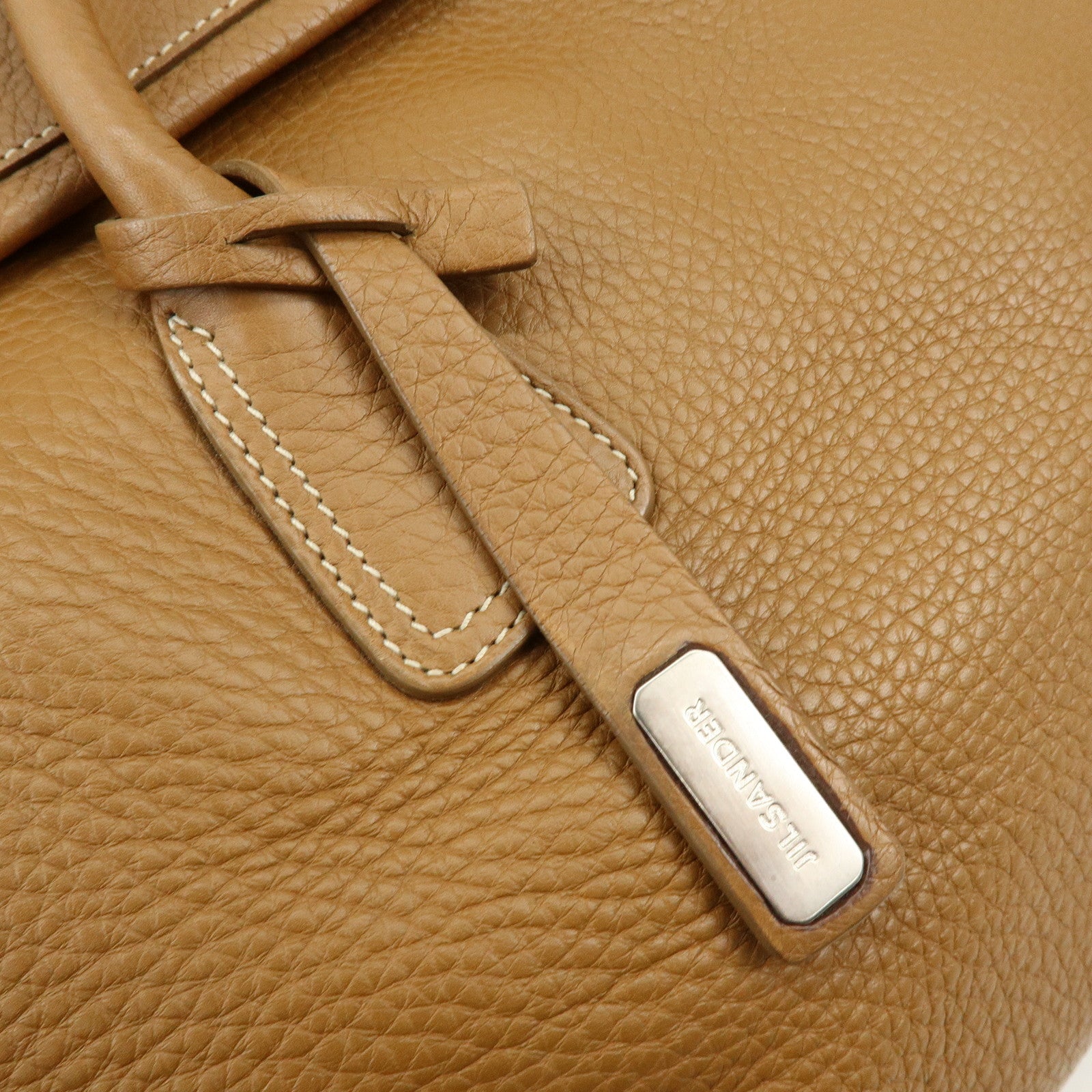 JIL SANDER Logo Leather Tote Bag Shoulder Bag Camel