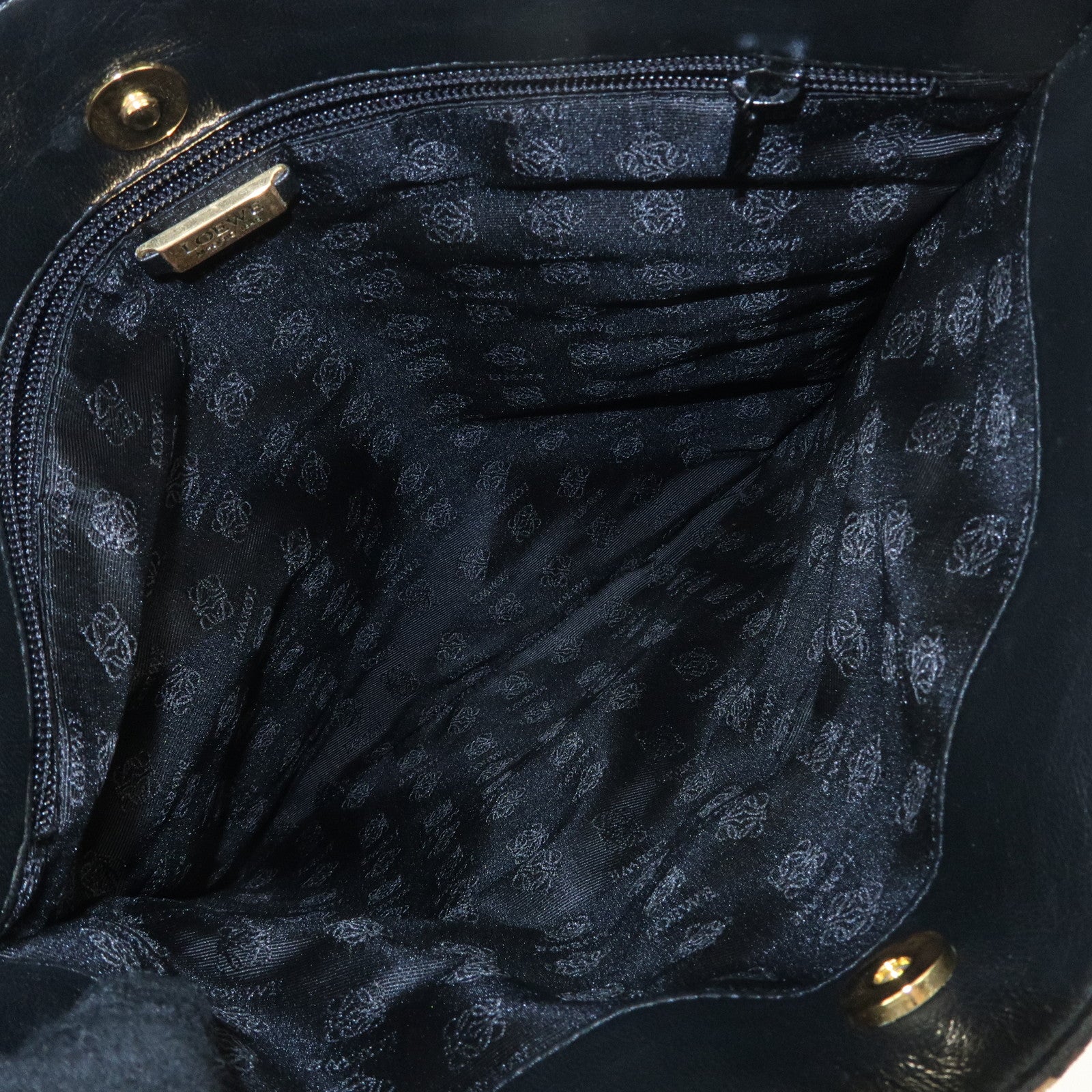 LOEWE Leather Tote Bag Hand Bag Leopard Brown Black Gold HDW Used