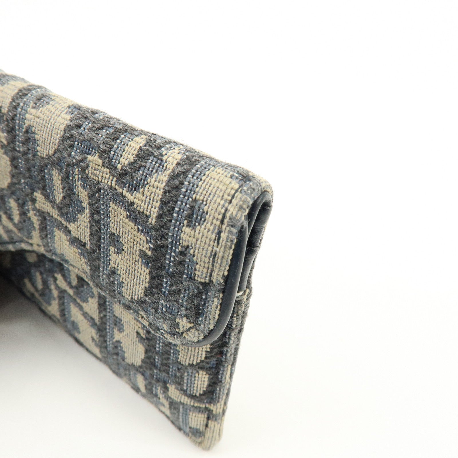 Christian Dior Trotter Saddle Jaquard Canvas Card Case Navy