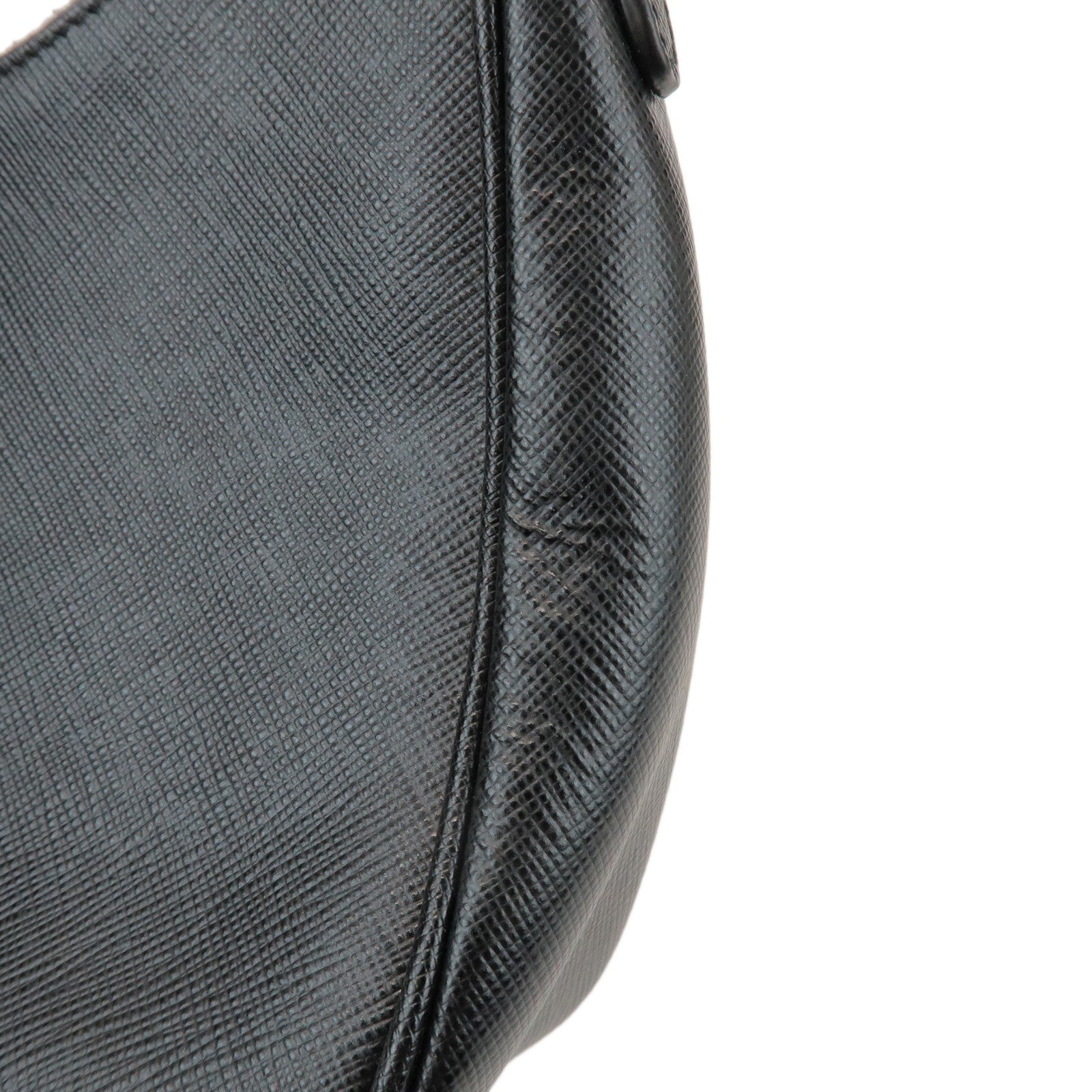 PRADA Triangle Logo Saffiano Leather 2Way Shoulder Bag Black 1BH204