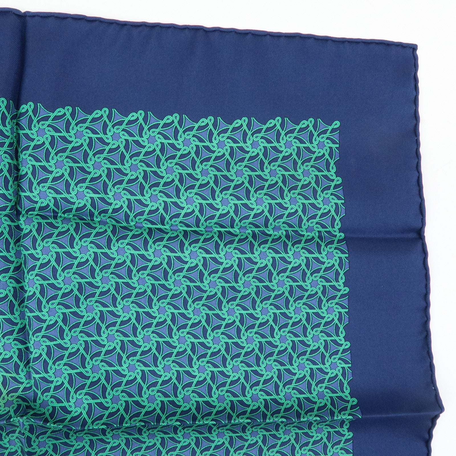 HERMES Carre 45 Set of 2 Silk 100% Scarf Navy Green