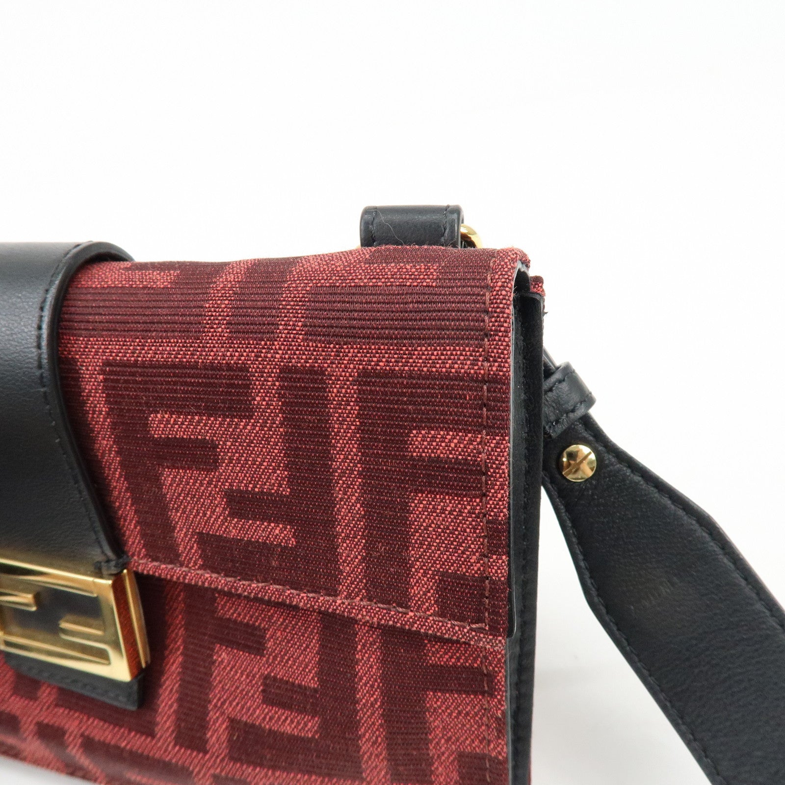 FENDI Zucca Canvas Leather 2Way Shoulder Bag Waist Bag Red 7M0295