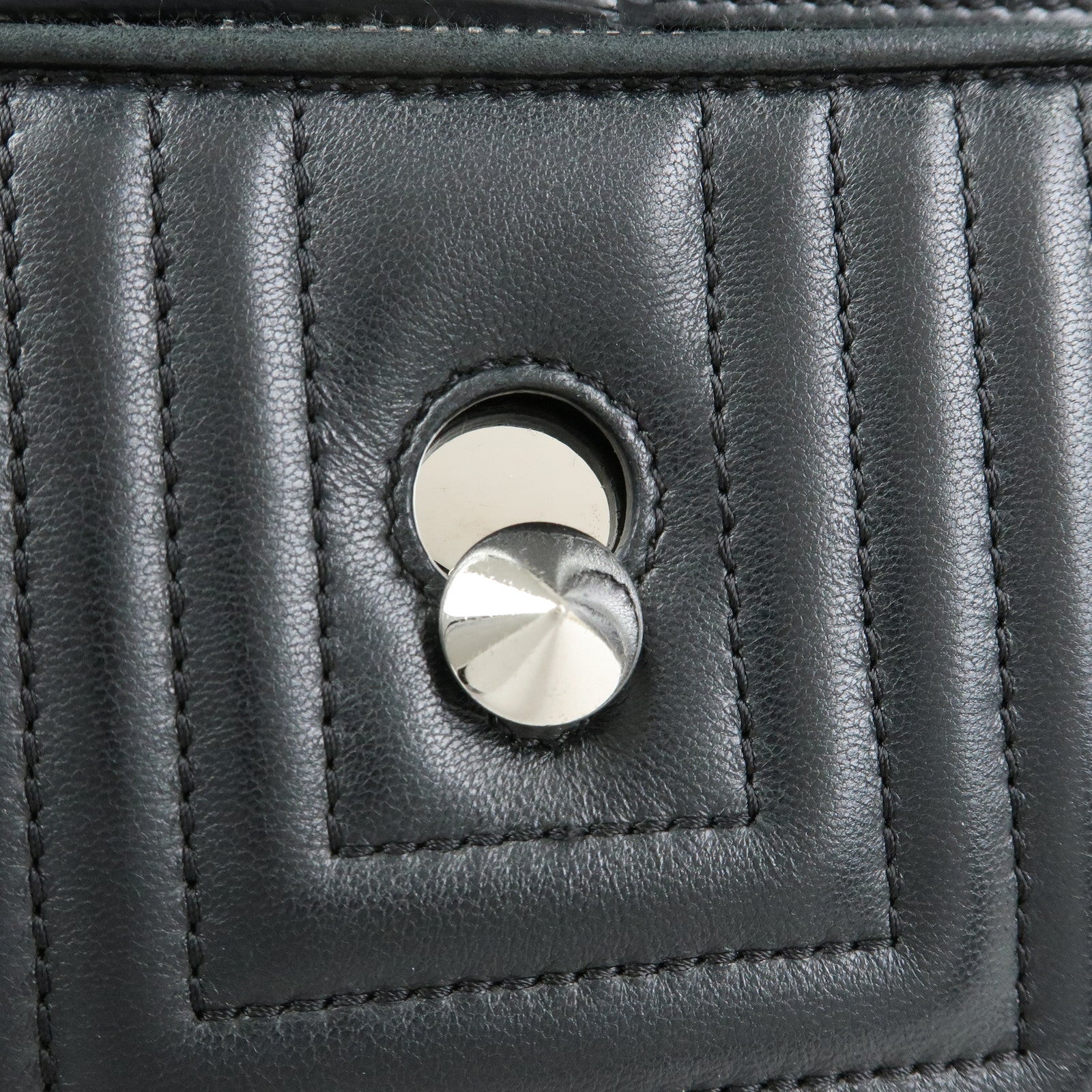 FENDI Dotcom Leather 2Way Bag Hand Bag Shoulder Bag Black 8BN299