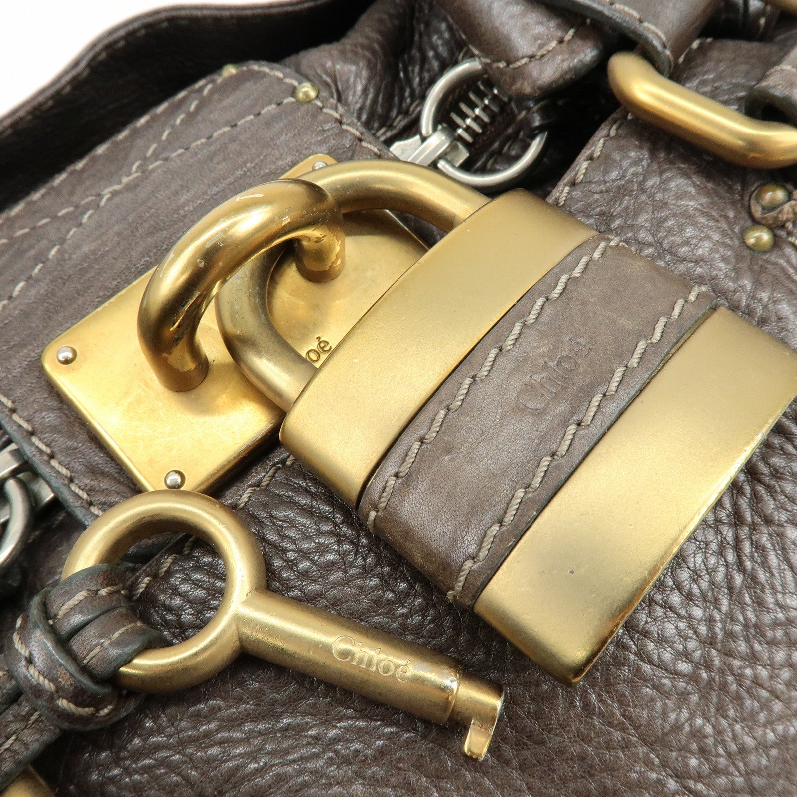 Chloe Paddington Leather Tote Bag Shoulder Bag Dark Brown