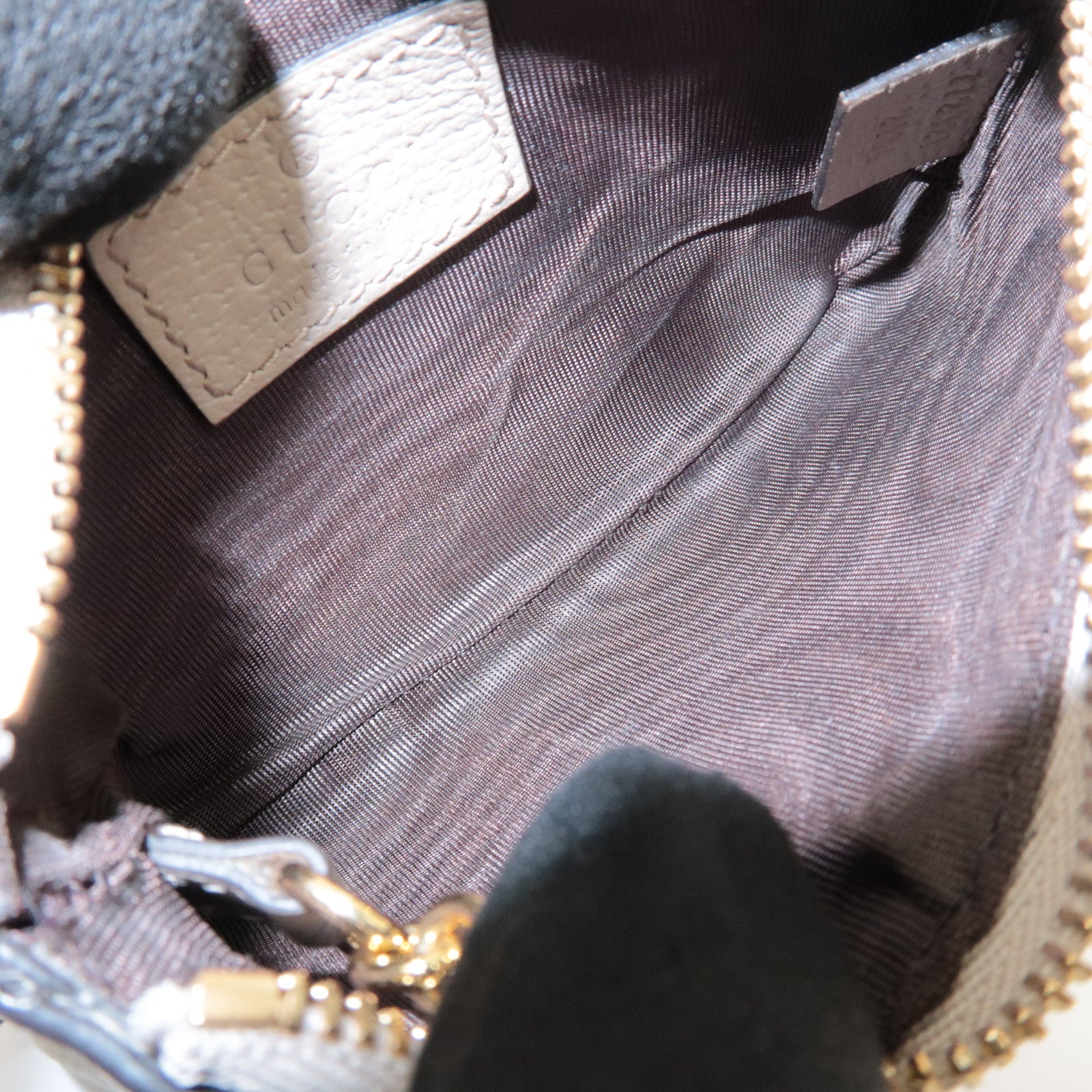 GUCCI GG Supreme Leather Coin Case Key Case Greige White 772321 Used