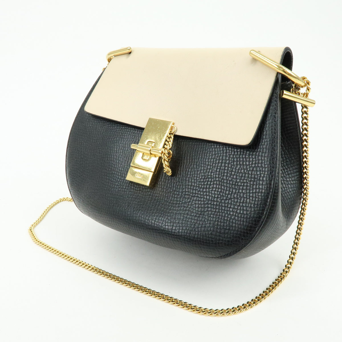 Chloe Drew Leather Shoulder Bag Crossbody Bag Black Ivory