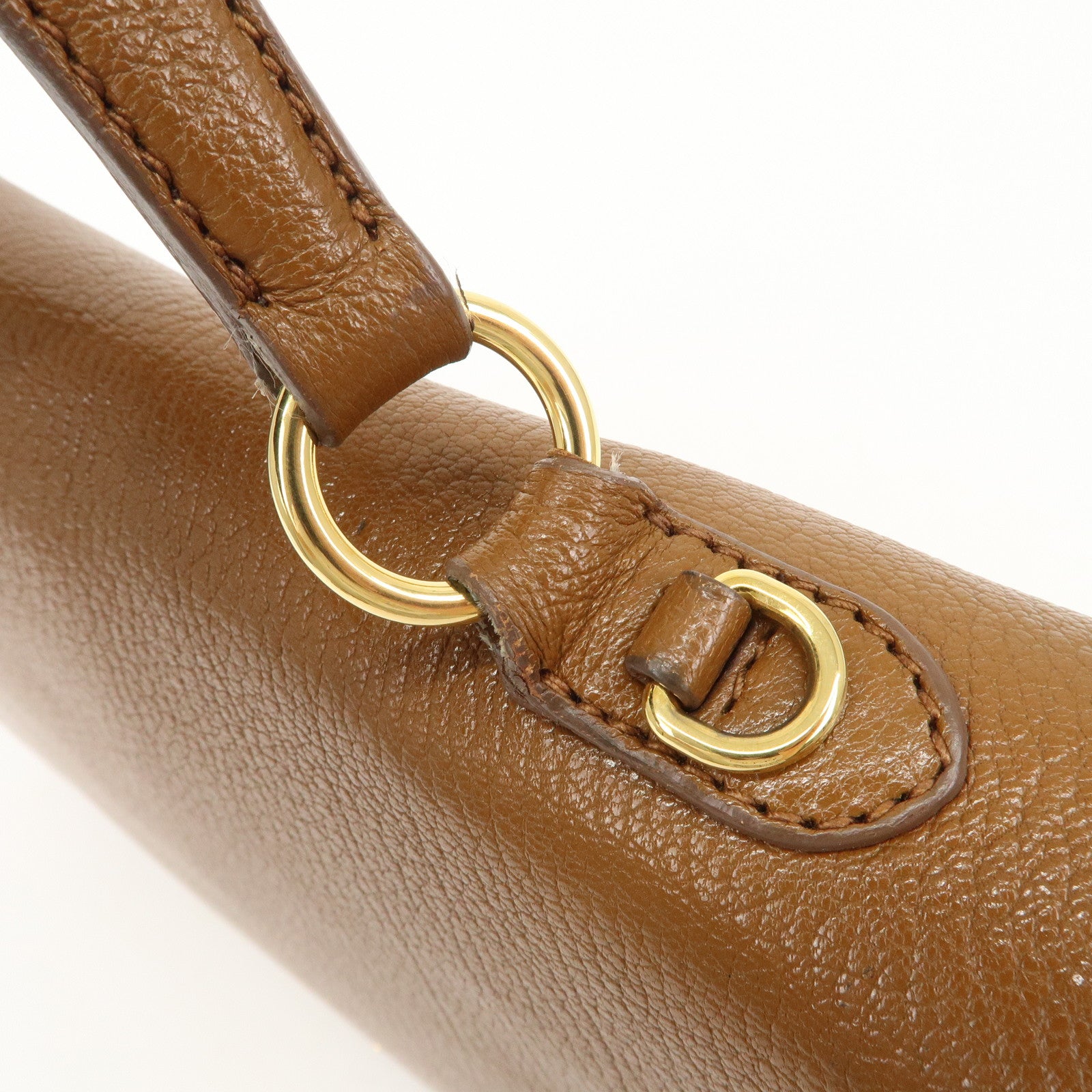MIU MIU Leather 2Way Bag Hand Bag Brown Gold HDW RN0726 Used