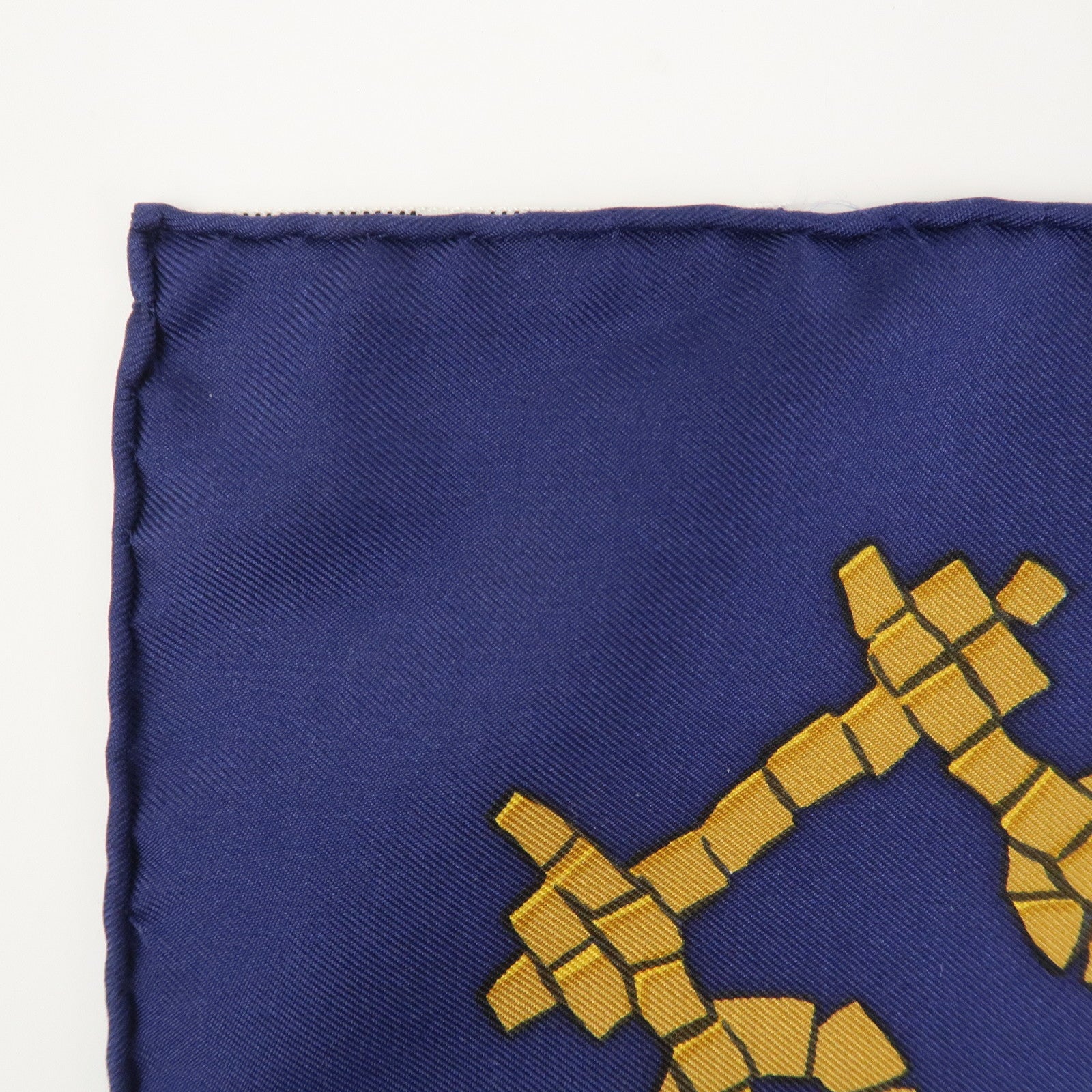 HERMES Carre 90 Silk 100% PROVENCE Scarf Navy Ivory