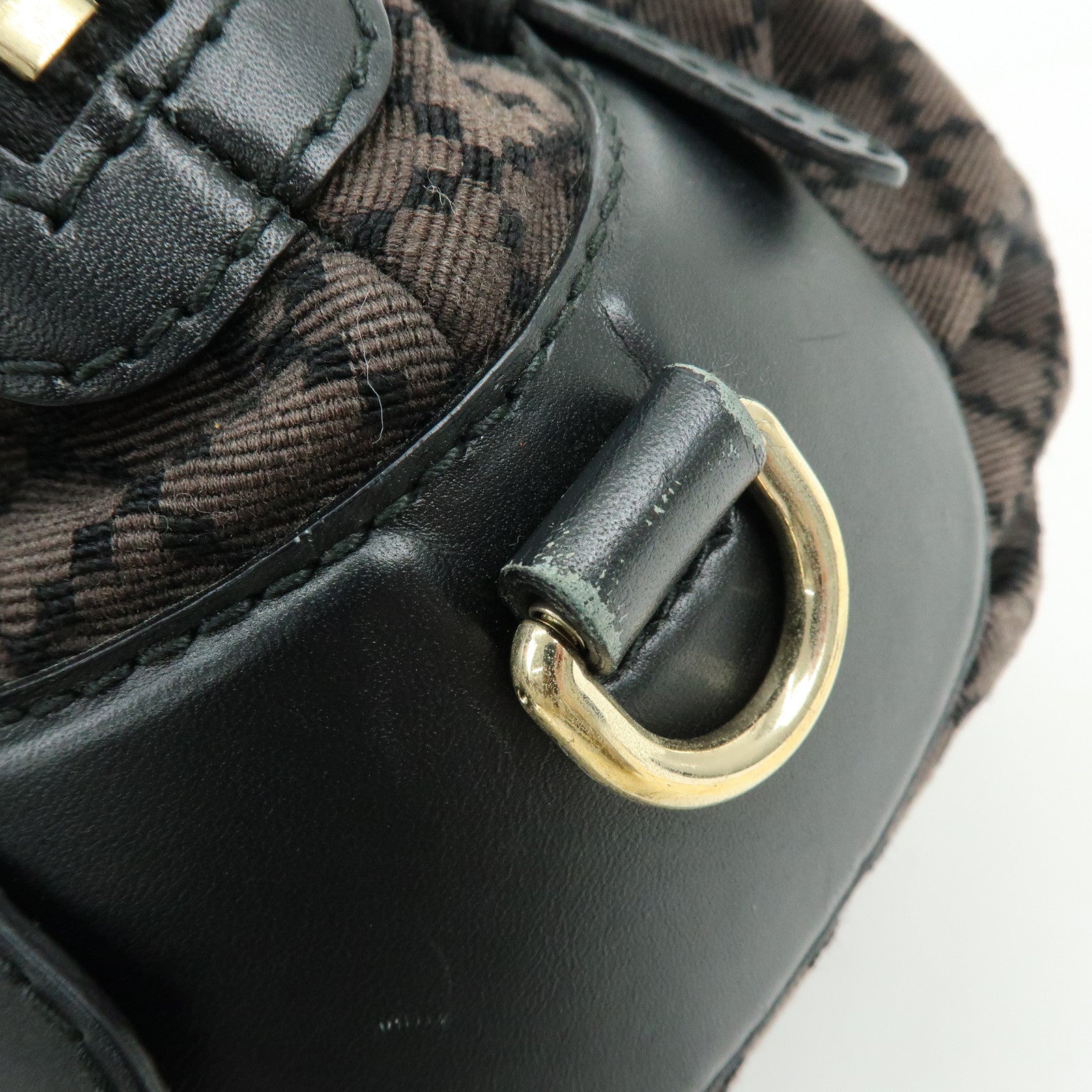 GUCCI Diamante Canvas Leather Shoulder Boston Bag Brown 269930