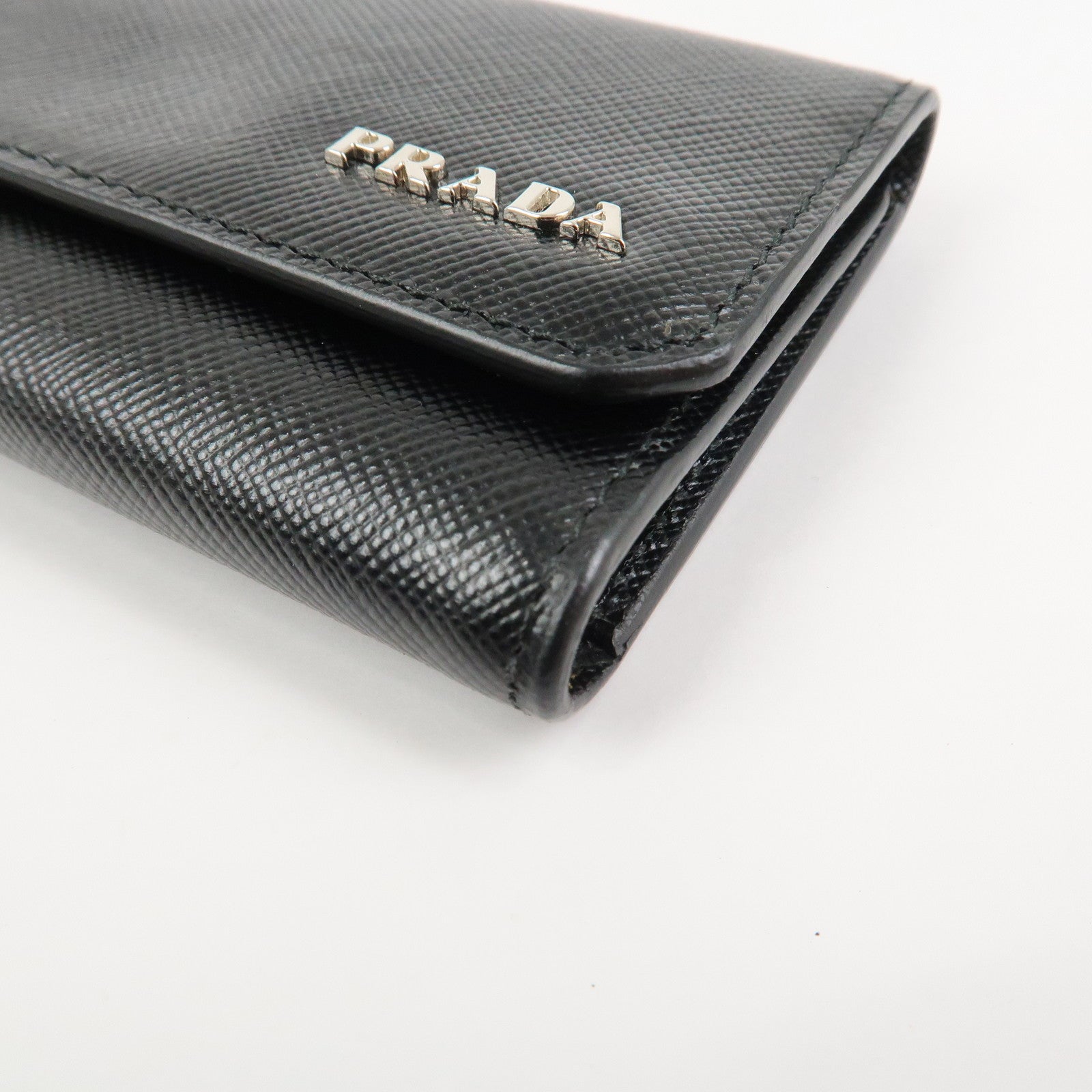 PRADA Logo Saffiano Leather 6 Rings Key Case Black NERO 2M0025