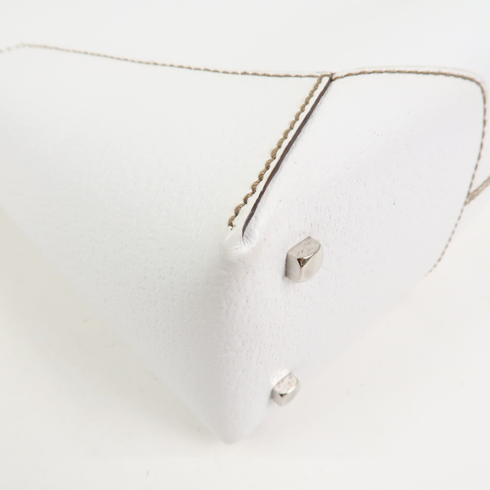 Ferragamo Logo Leather Shoulder Bag Hand Bag White