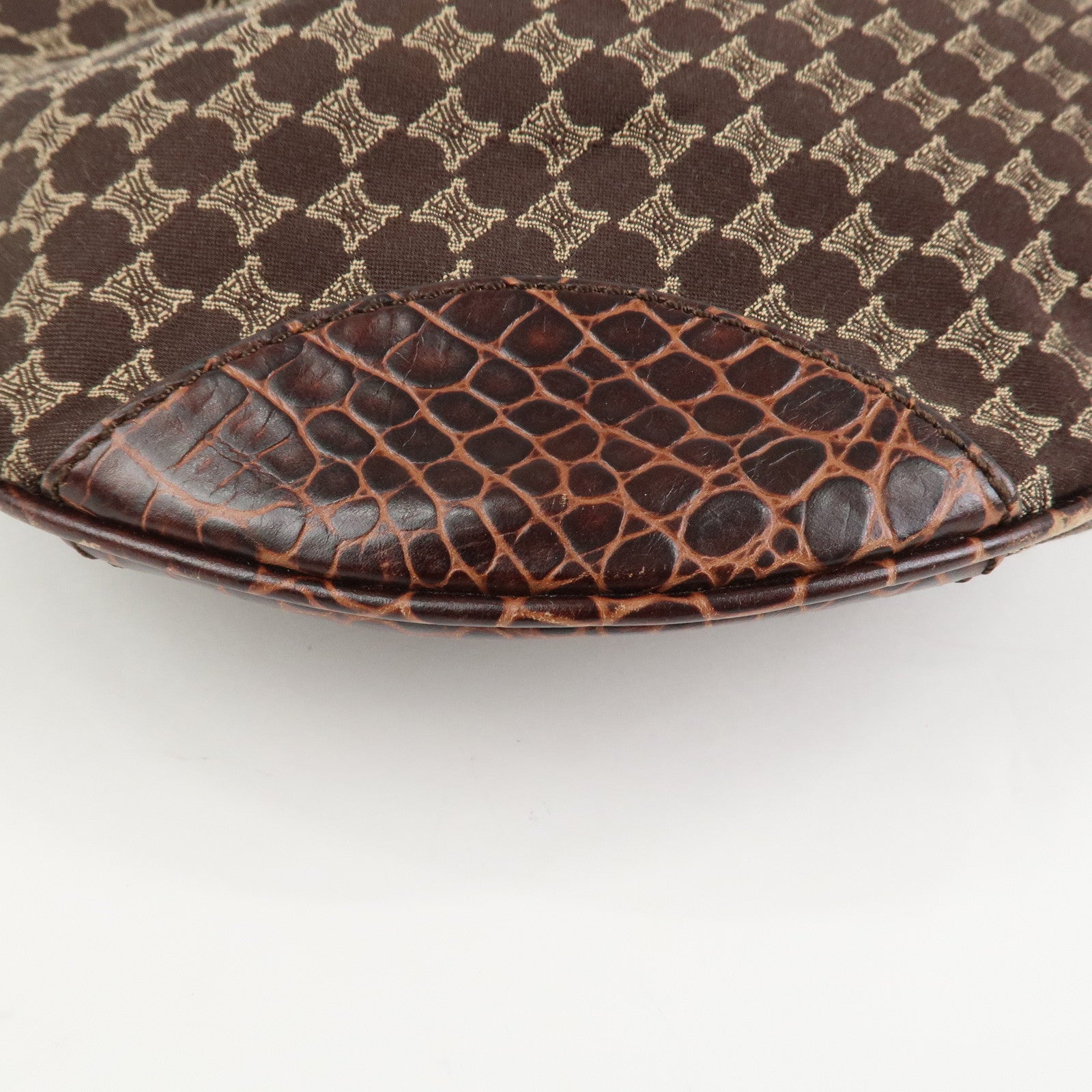 CELINE Macadam Canvas Embossed Leather Bittersweet Shoulder Bag
