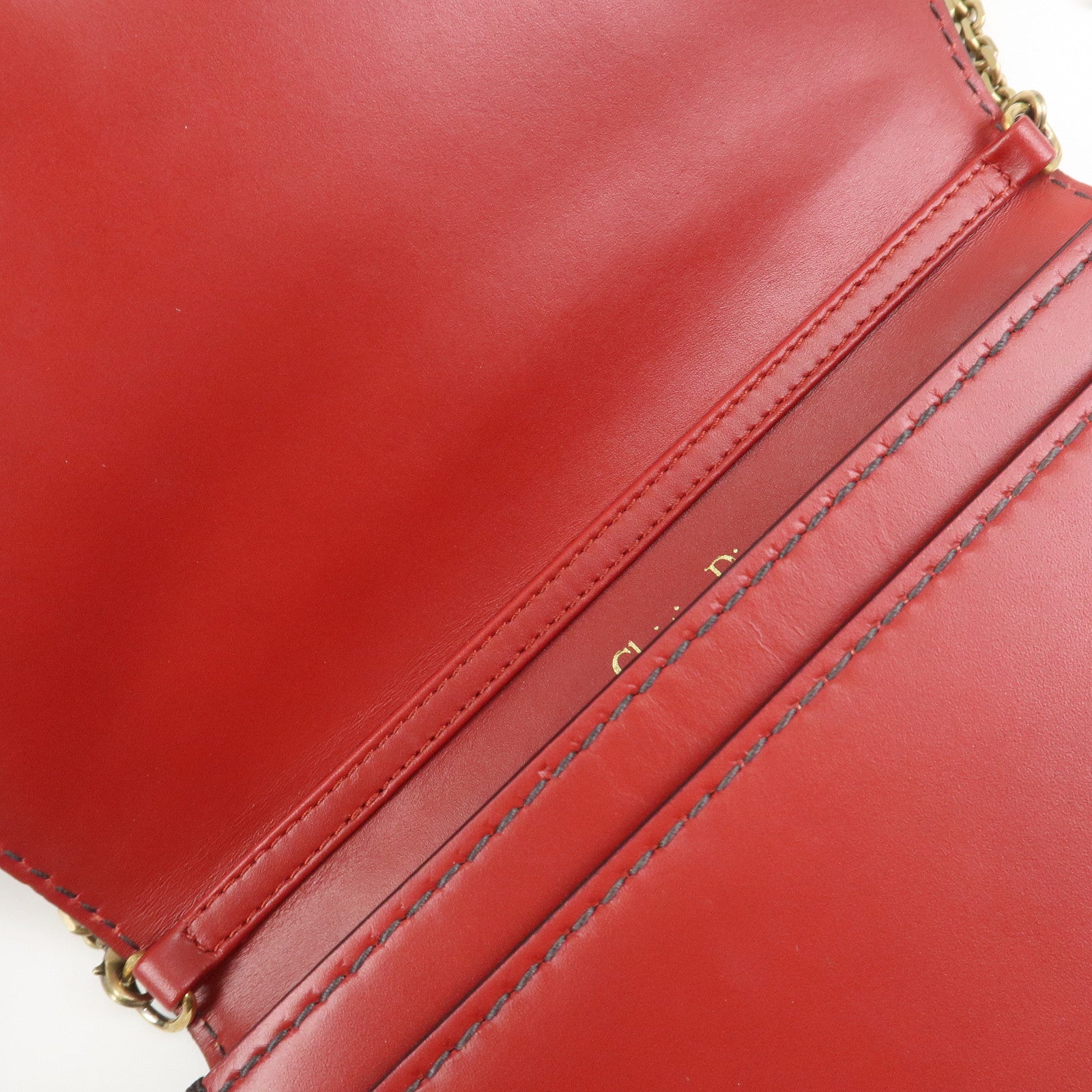 Christian Dior J’Adior Leather Chain Wallet WOC Shoulder Bag Red