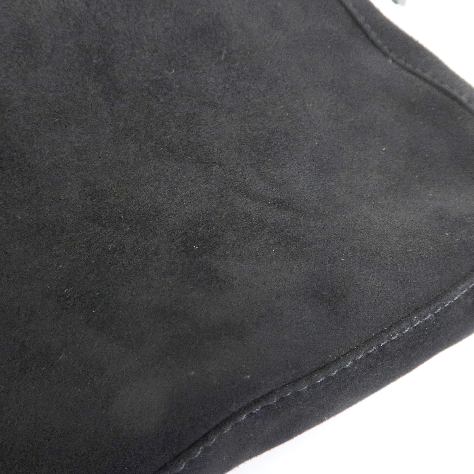 FENDI Suede Cosmetic Pouch Black Gold Hardware 26387 Used