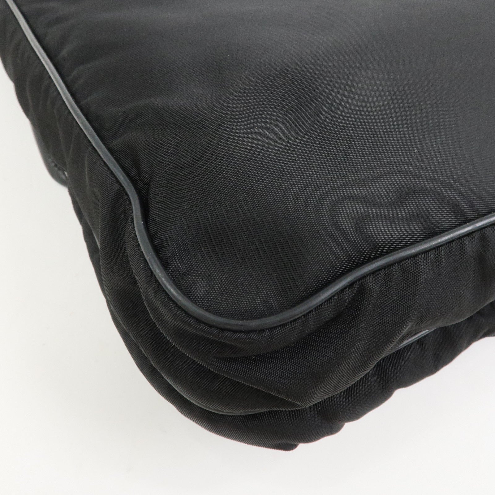 PRADA Nylon Saffiano Leather Shoulder Bag Black VA0269