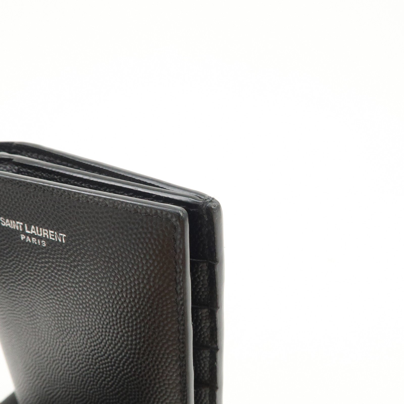 SAINT LAURENT PARIS Leather Bi-fold Long Wallet Black 396308