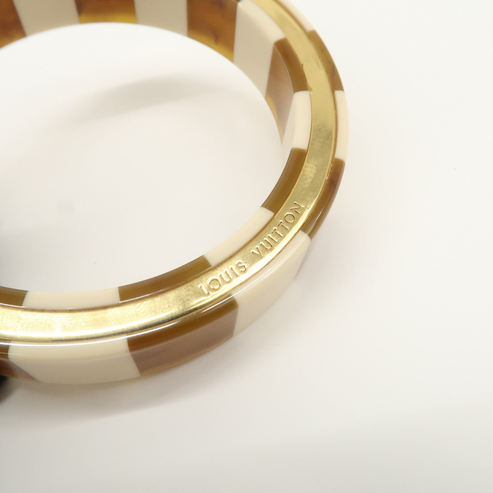 Louis Vuitton Plastic Bracelet Bangle Ivory Gold MP1418