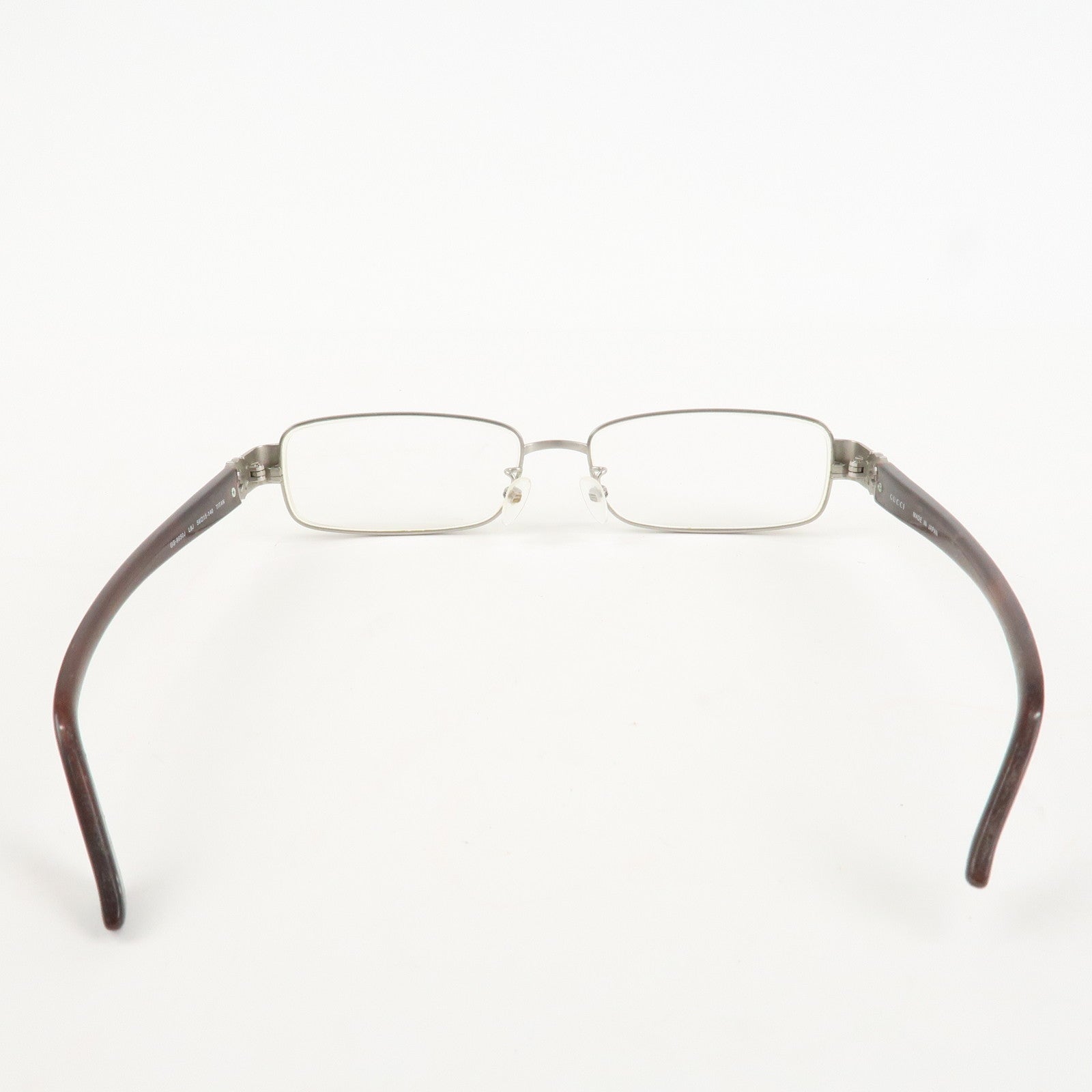 GUCCI Interlocking G Metal Plastic Glasses 56□15 Brown Silver Used