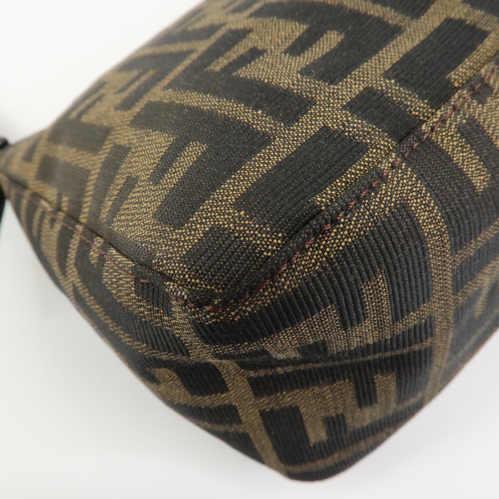 FENDI Zucca Canvas Leather Hand Bag Shoulder Bag Brown 8BR156