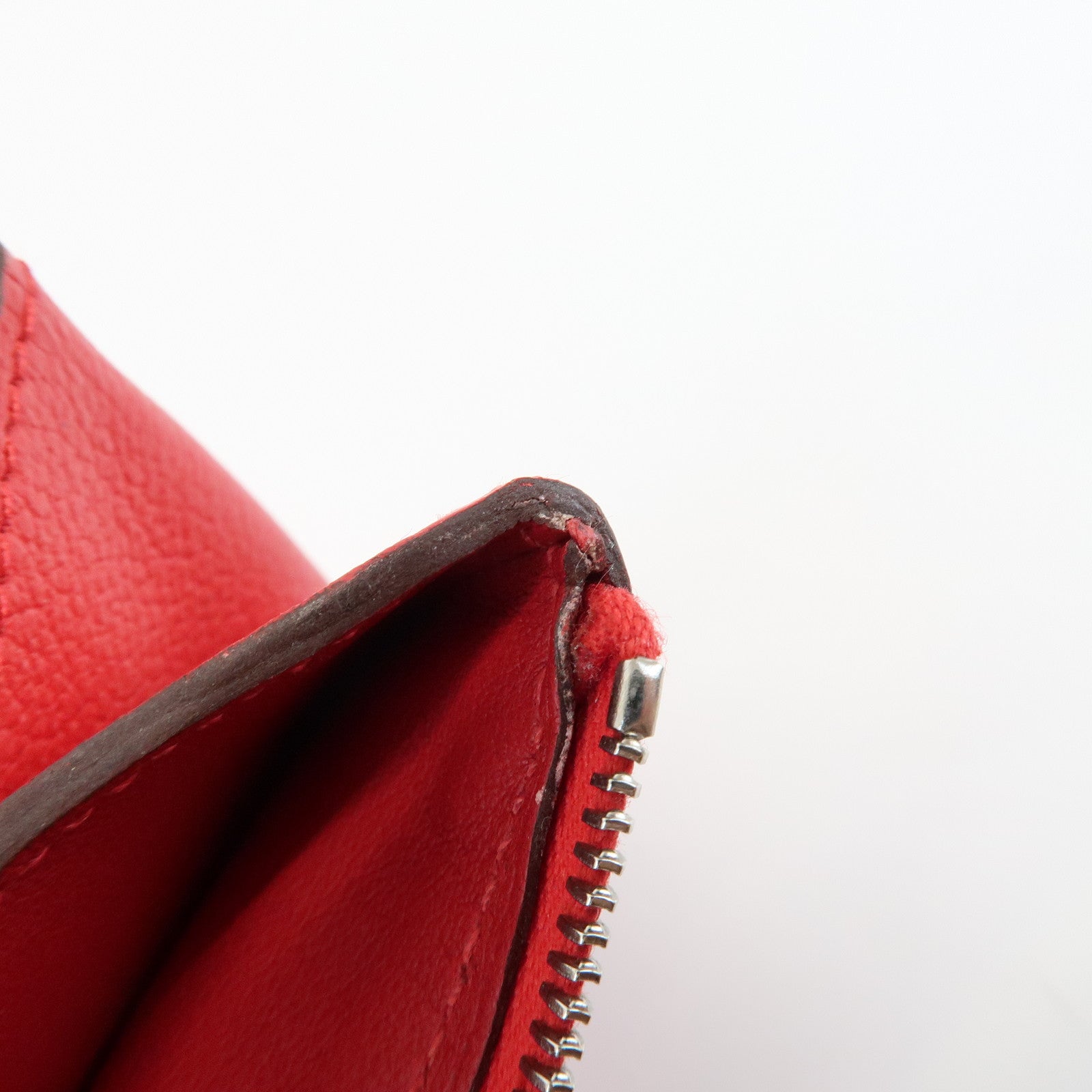 HERMES Logo Leather Atout PM Pouch Cosmetic Pouch Red