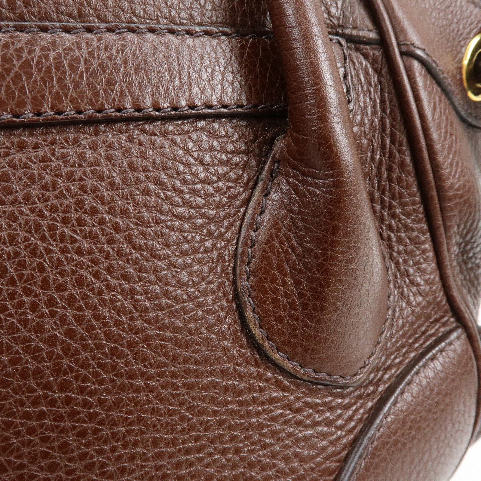 PRADA Vitello Daino Leather Hand Bag Shoulder Bag Brown BR3207