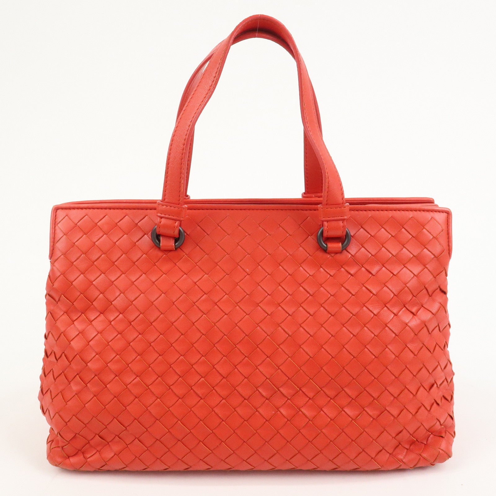 BOTTEGA VENETA Intrecciato Nappa Leather Hand Bag Red