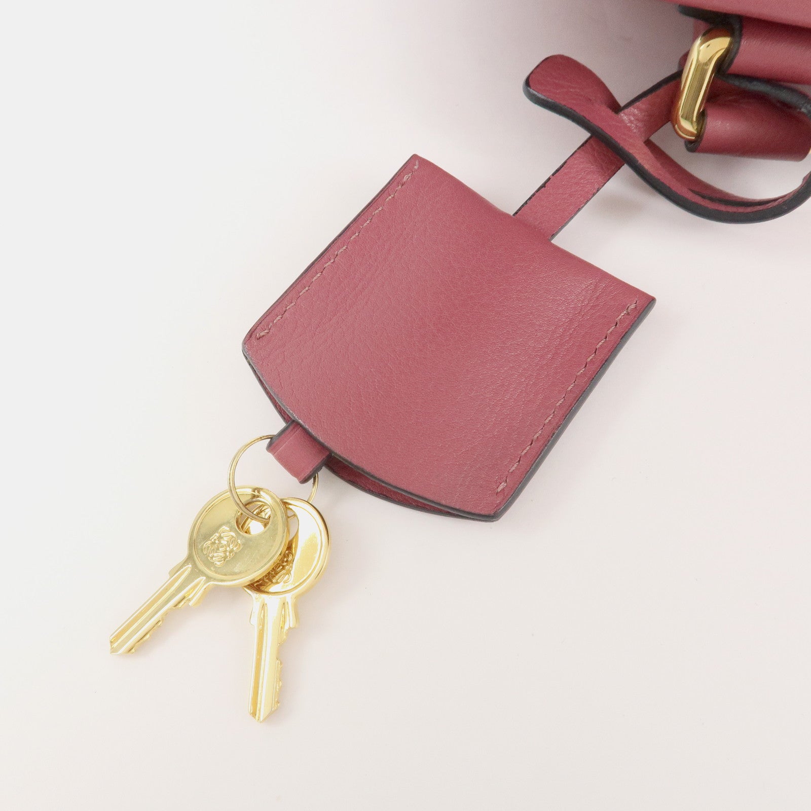 LOEWE Anagram Amazona 28 Leather Hand Bag Pink Used