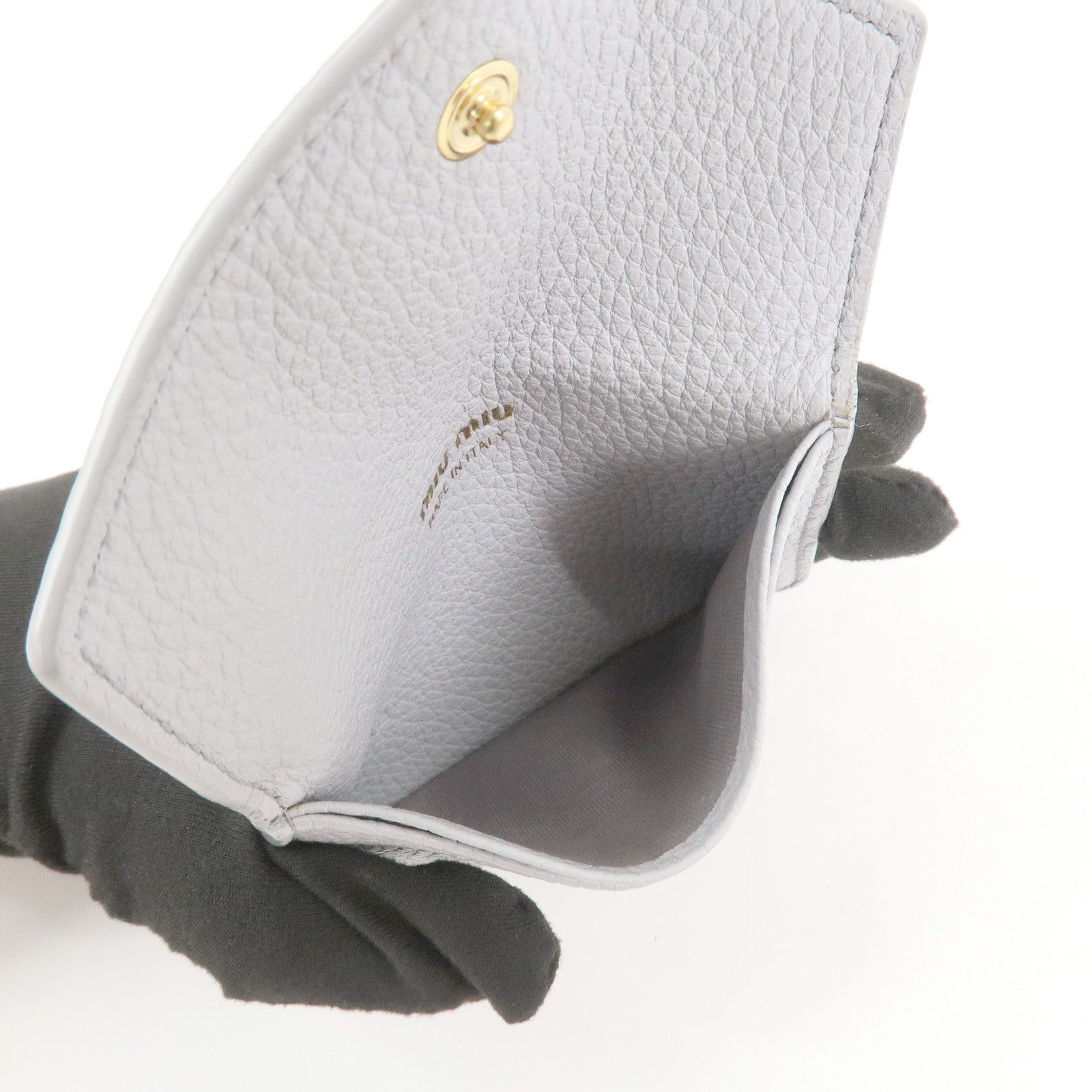 MIU MIU Vitello Daino Leather Card Case Light Blue 5MF031