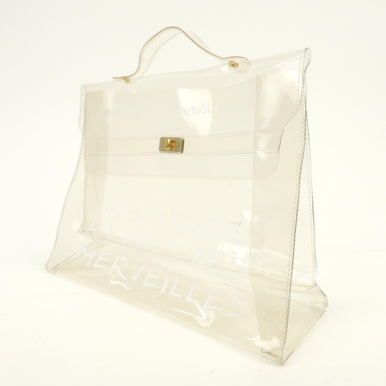 HERMES Vinyl Kelly Hand Bag Clear