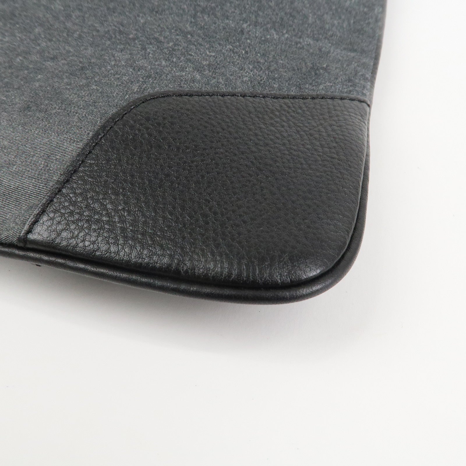 BURBERRY Logo Leather Canvas Tote Bag Black Grey