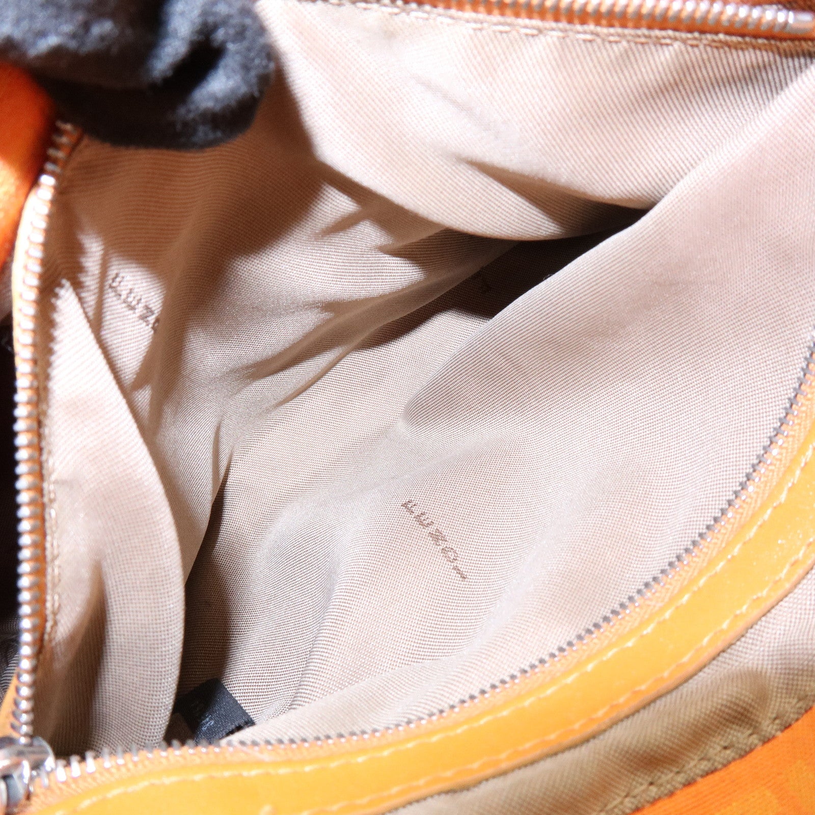 FENDI Mamma Baguette Zucchino Canvas Leather Shoulder Bag 8BR001