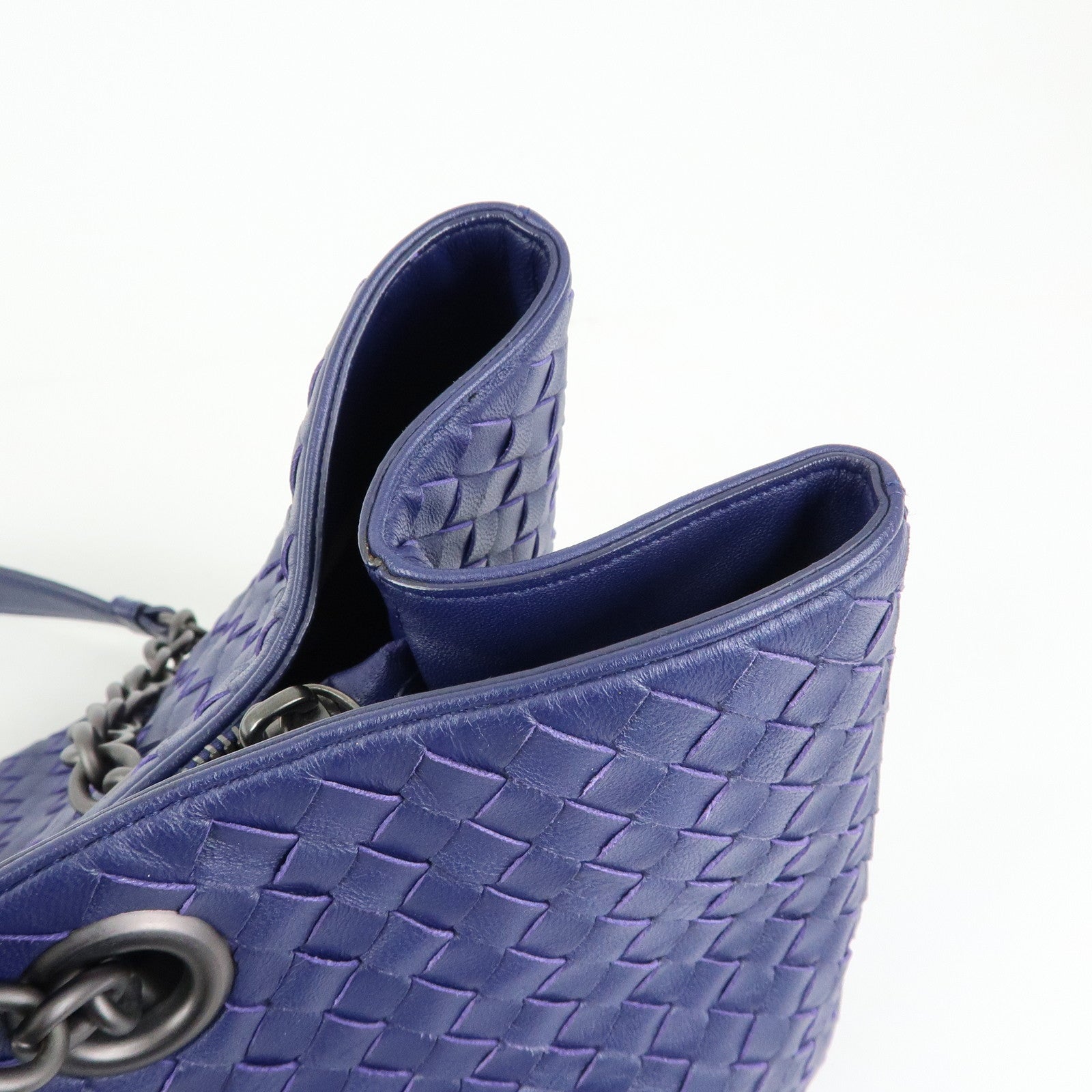 BOTTEGA VENETA Intrecciato Leather Shoulder Bag Tote Bag Blue